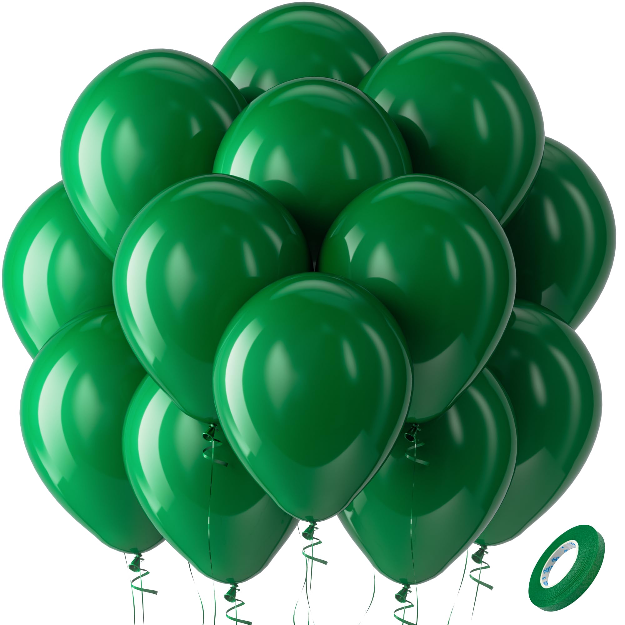 Bezente 100-Pack 12 Inch Dark Green Latex Balloons - Premium Round Helium Party Balloons for Wedding, Graduation, Anniversary & Birthday Decorations - Perfect for Backdrop, Ceiling & Outdoor Party Scenes