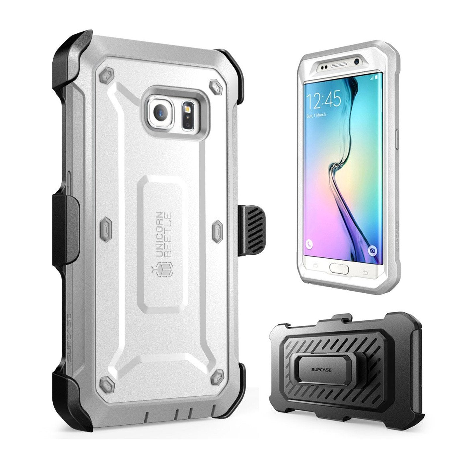 Samsung Galaxy S6 Edge Unicorn Beetle Pro Rugged Holster Case - Heavy Duty Protection with Kickstand (White) - Perfect for Outdoor Activities, Construction Work & Extreme Sports