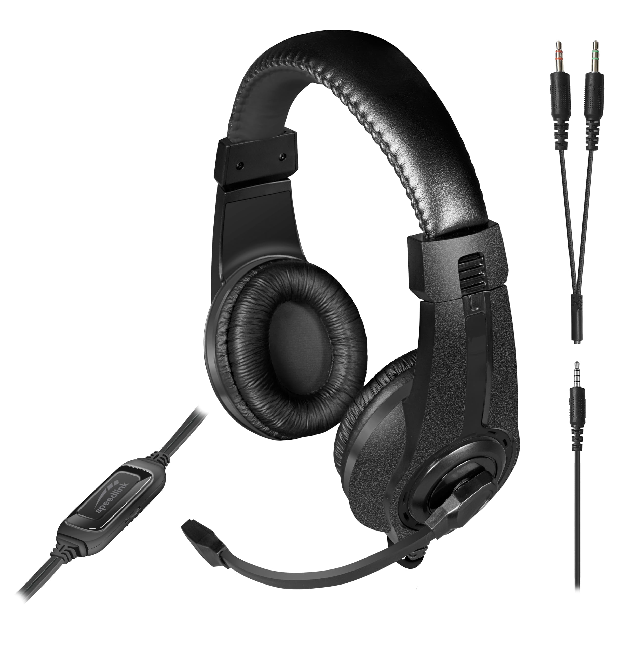 Speedlink LEGATOS Wired Gaming Headset with Microphone - Lightweight PC Headphones for PS5, PS4, Xbox & Switch | 3.5mm Jack & Y-Adapter Included | Perfect for Competitive Gaming & Online Chat (Black)