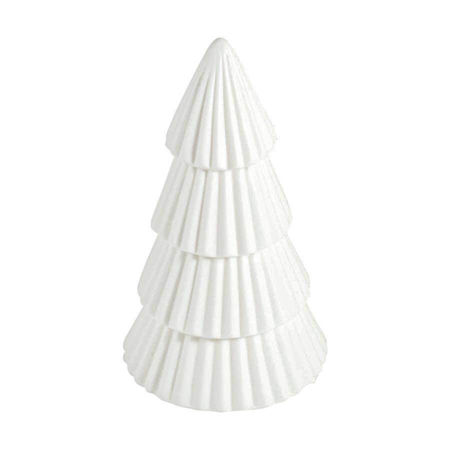 INGE LED Porcelain Tree - 15 cm White Ceramic Christmas Decoration with Warm Lights for Home, Office, and Holiday Decor