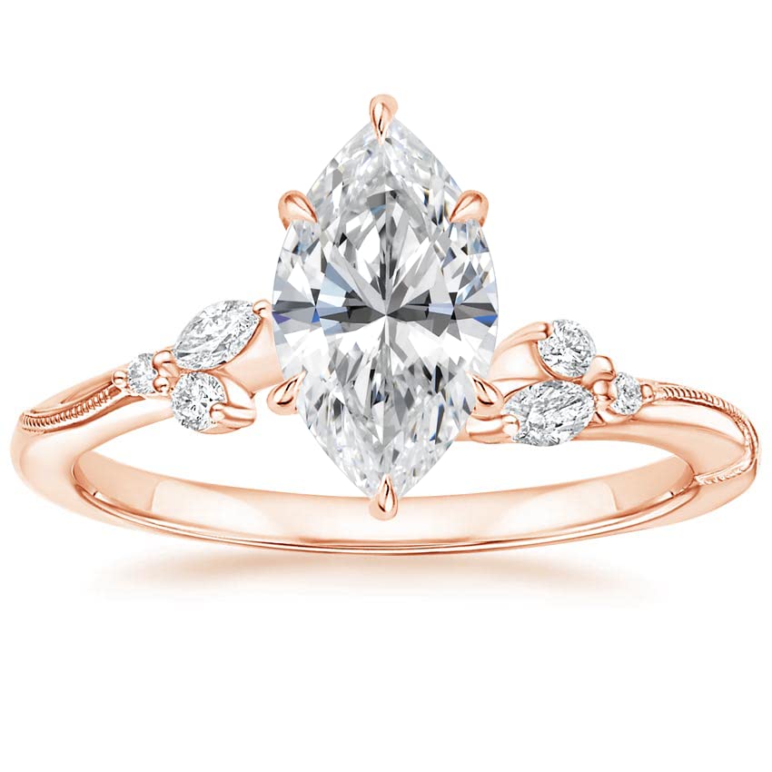 1 CT Marquise Cut Colorless Moissanite Engagement Ring - 10K/14K/18K Gold Wedding Band Set - Solitaire Prong Setting Bridal Jewelry - Anniversary Promise Gift for Women - Perfect for Proposals, Weddings & Special Occasions