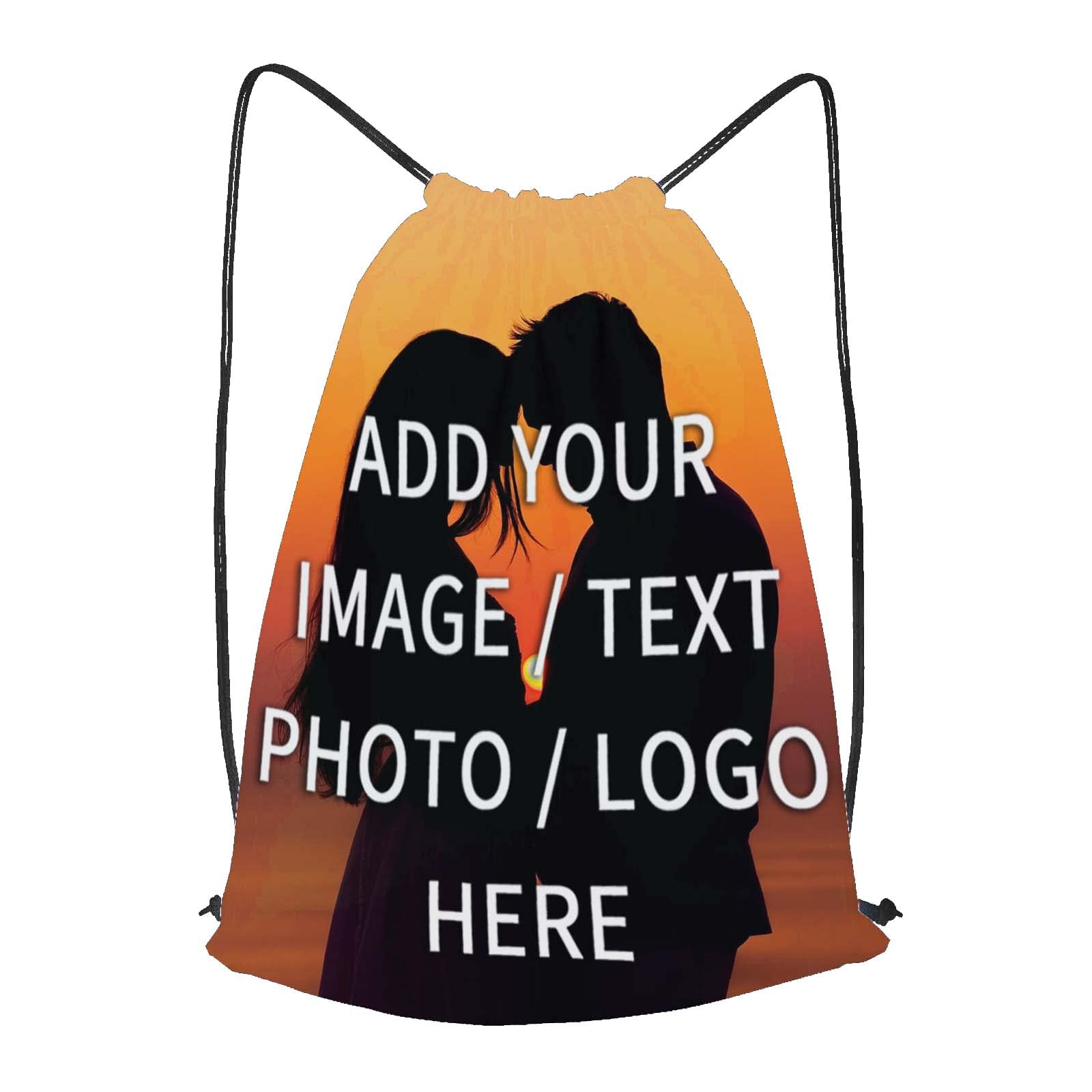 Custom Monogrammed Drawstring Cinch Bag - Personalized Gym Backpack for Sports, Yoga & Travel - Add Your Own Design - Lightweight & Compact for Workouts, Beach & Daily Use