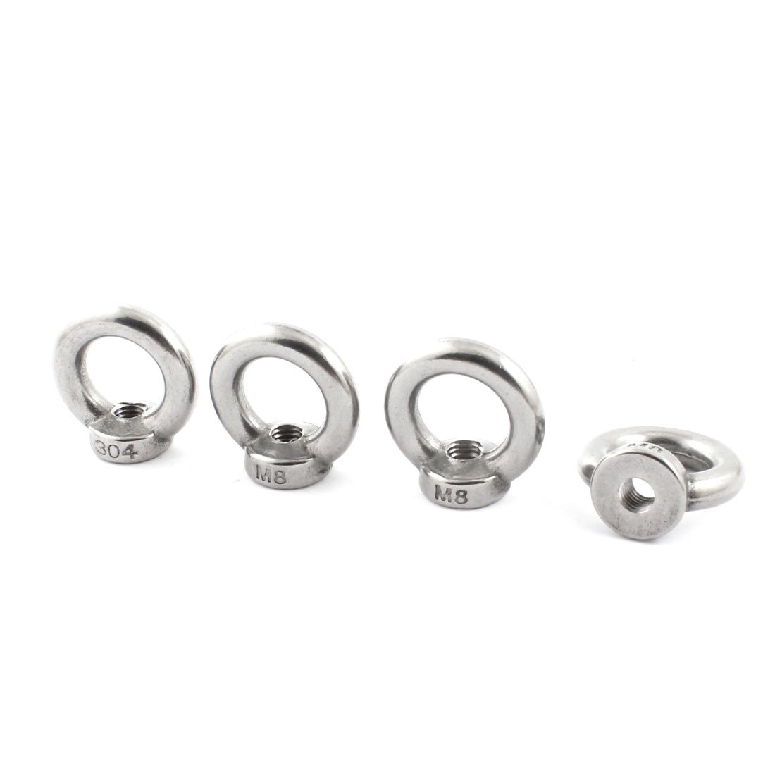 4PCS Stainless Steel Wire Rope Eye Nuts & Clips - 8mm Thread Silver Chain Fittings for Marine, DIY, and Outdoor Projects - Heavy Duty Rope Hardware for Boating, Construction, and Home Improvement