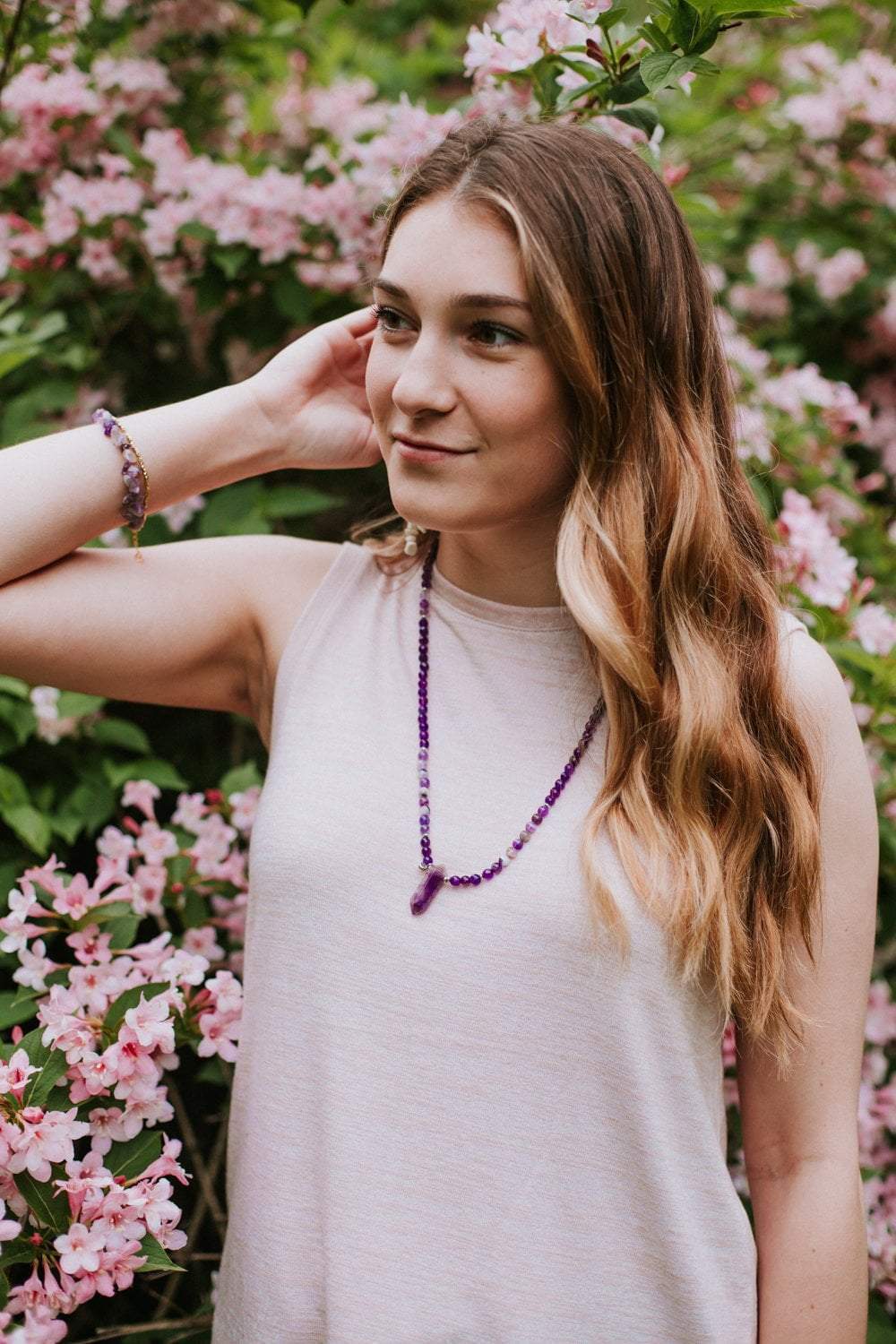 Natural Amethyst Chakra Healing Mala Beads - Meditation, Yoga & Spiritual Energy Balancing Jewelry for Stress Relief & Positive Vibes