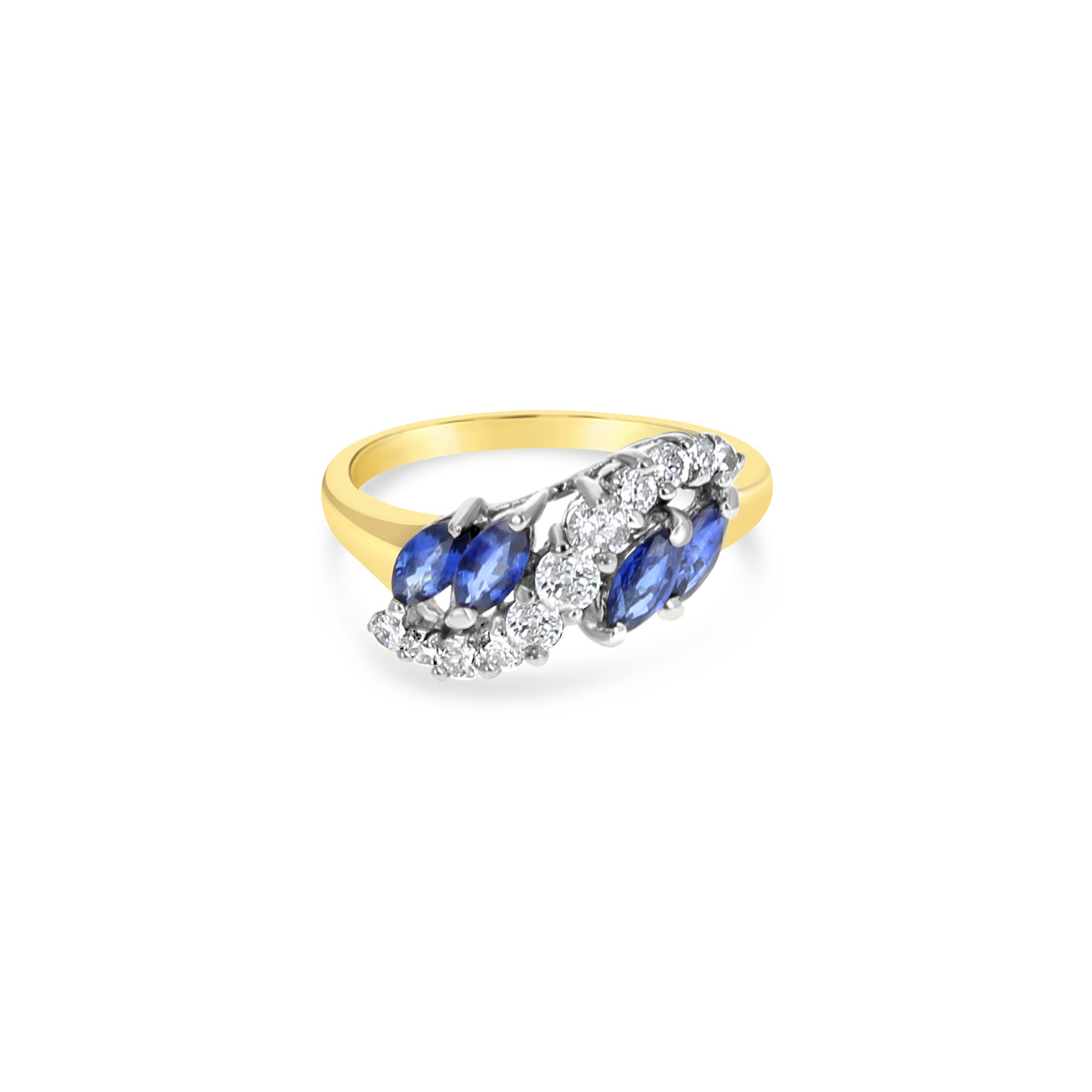 1 Carat Diamond & Sapphire Cocktail Ring in 14K Yellow Gold - Elegant Statement Jewelry for Parties, Weddings & Special Occasions