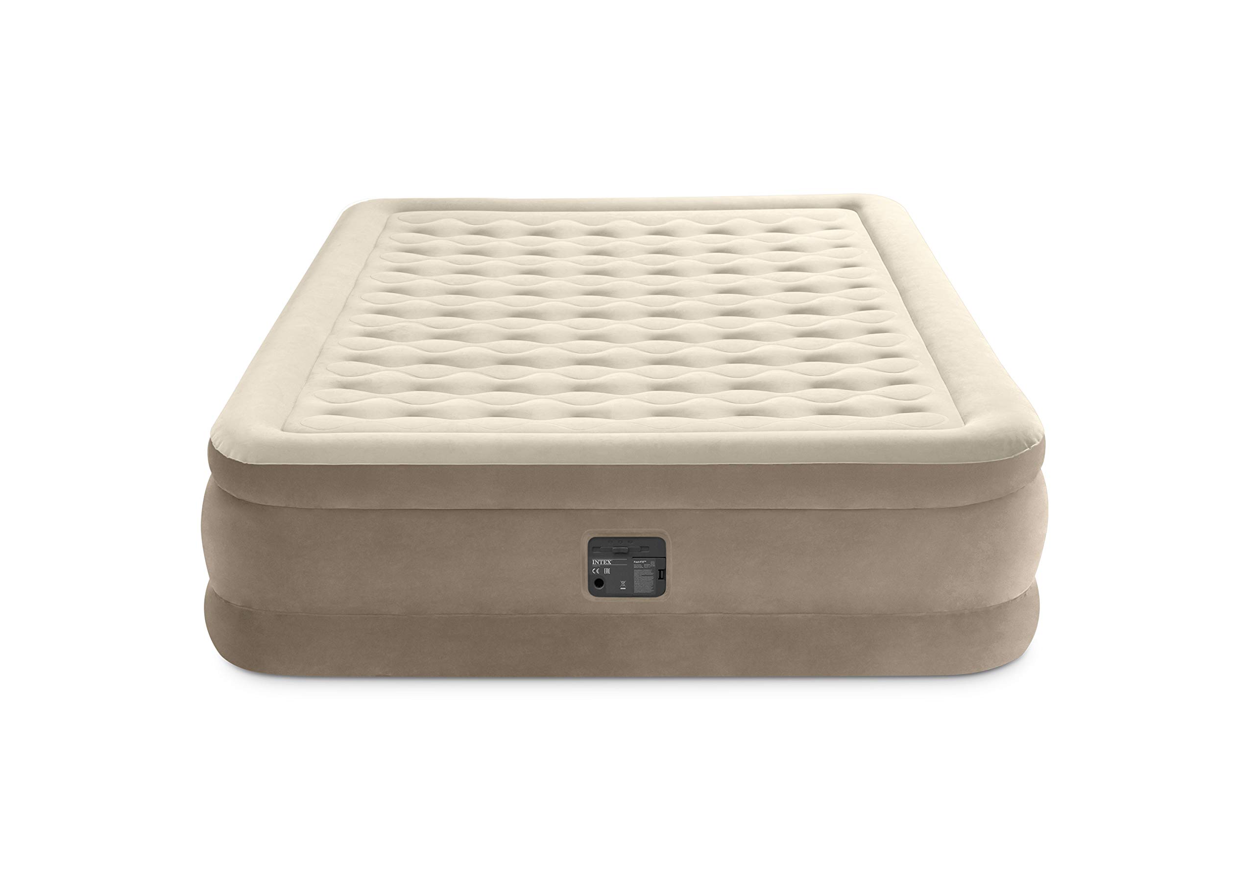 Intex Queen Ultra Plush Airbed with Fiber-Tech BIP - Premium Inflatable Mattress for Camping, Guest Bed & Home Use - Comfortable & Durable Air Bed with Built-in Pump