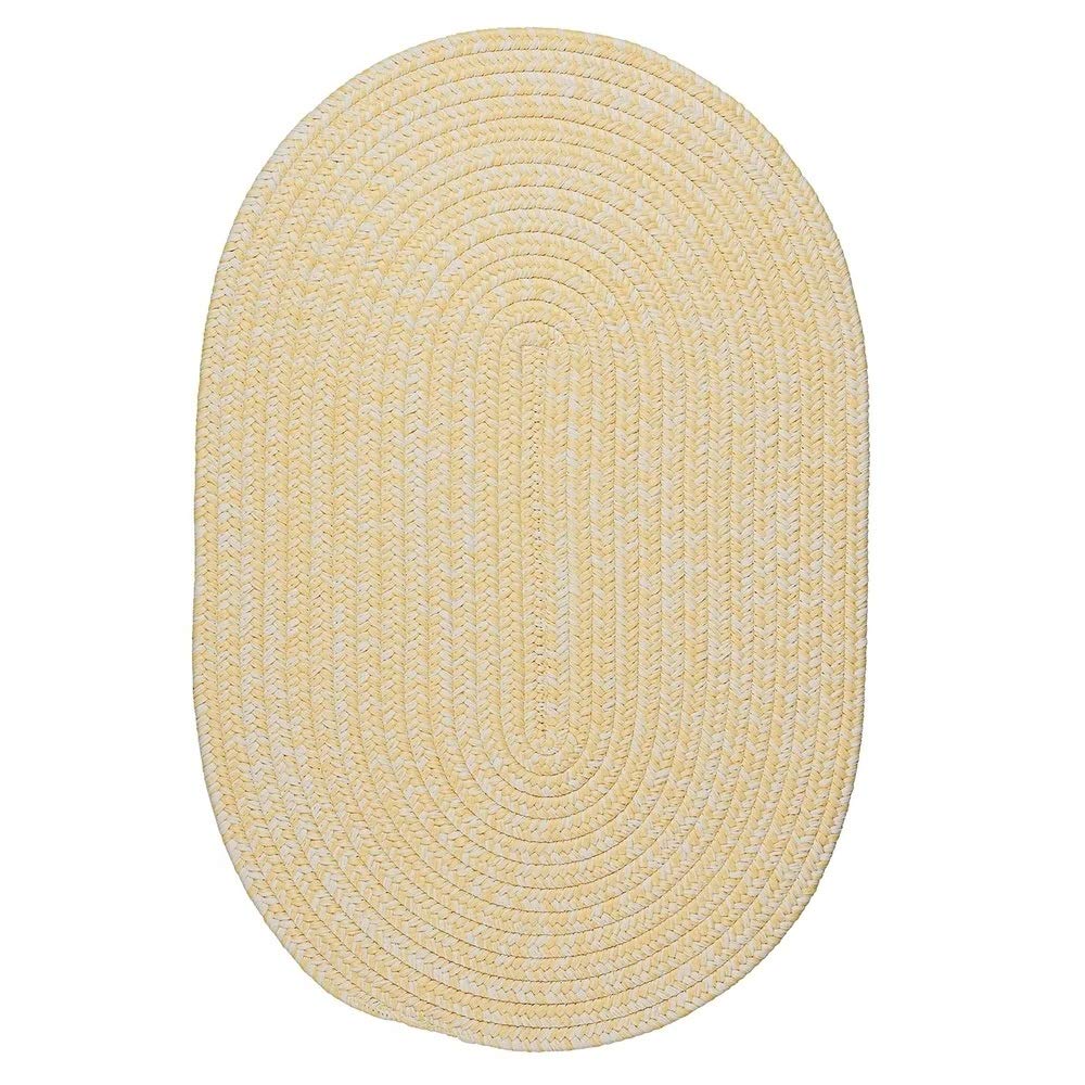Farmhouse 4' x 6' Oval Traditional Tweed Indoor/Outdoor Checkered Geometric Braided Rug - Rustic Handcrafted Durable Polypropylene Reversible Area Rug in White & Yellow - Perfect for Living Room, Bedroom, Patio & Entryway Decor