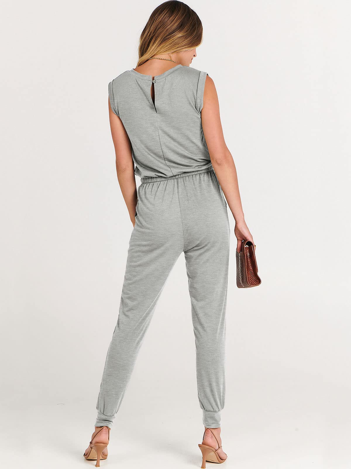 ANRABESS Women's Summer Sleeveless Jumpsuit - Casual Loose Stretchy Romper Dress, Trendy Crewneck Outfit 2025 | Perfect for Beach Vacation, Weekend Brunch & Summer Parties