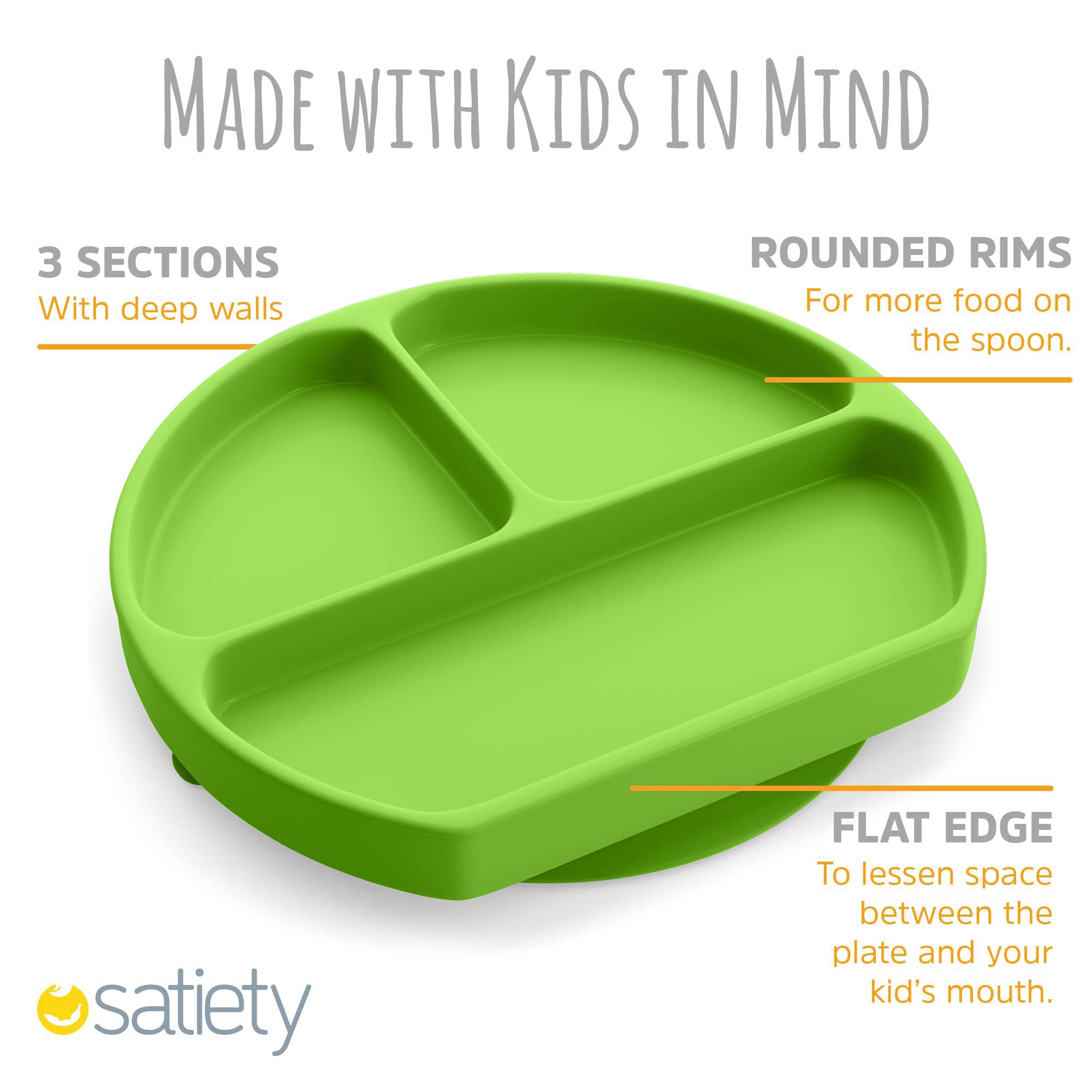 Non-Slip Silicone Suction Plates for Toddlers - 100% Food-Grade, BPA-Free Baby Feeding Plates with Strong Suction Base - Microwave & Dishwasher Safe - Perfect for High Chairs, Travel & Mess-Free Mealtime (Light Green)