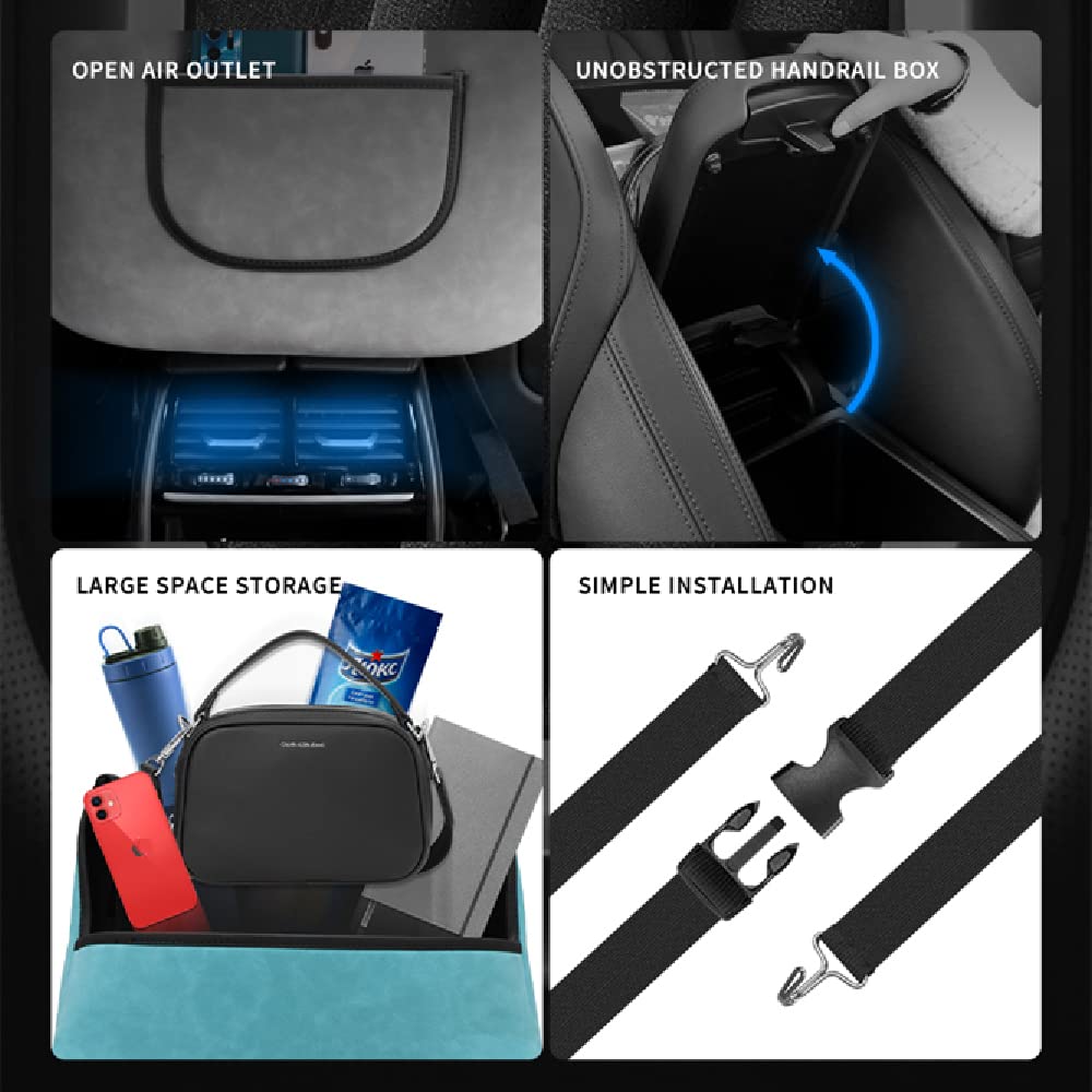 Premium Suede Car Seat Storage Organizer - Large Capacity Adjustable Center Console Bag for Vehicles (Black) | Perfect for Road Trips, Daily Commutes & Keeping Your Car Neat
