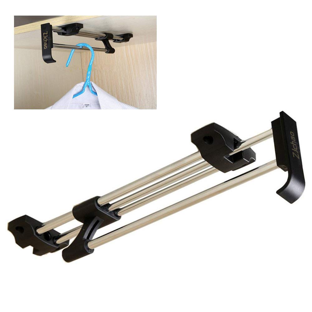Heavy Duty Retractable Closet Pull Out Rod - 11.8 Inch Extendable Wardrobe Organizer for Clothes, Towels & Accessories | Space Saving Storage Solution for Bedroom, Bathroom & Closet Organization