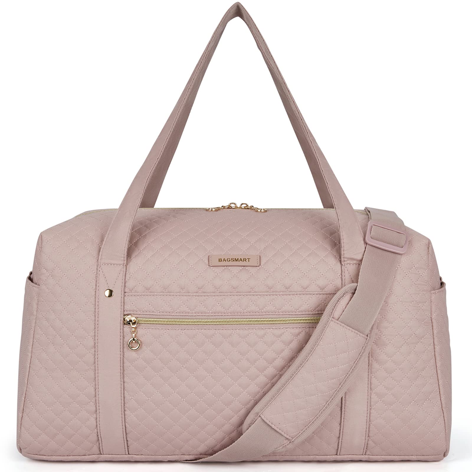 BAGSMART Large Travel Duffle Bag for Women - Waterproof Weekender Overnight Bag with Laptop Compartment & Shoe Pocket, Carry On Luggage for Gym, Work, Weekend Getaways (Pink)