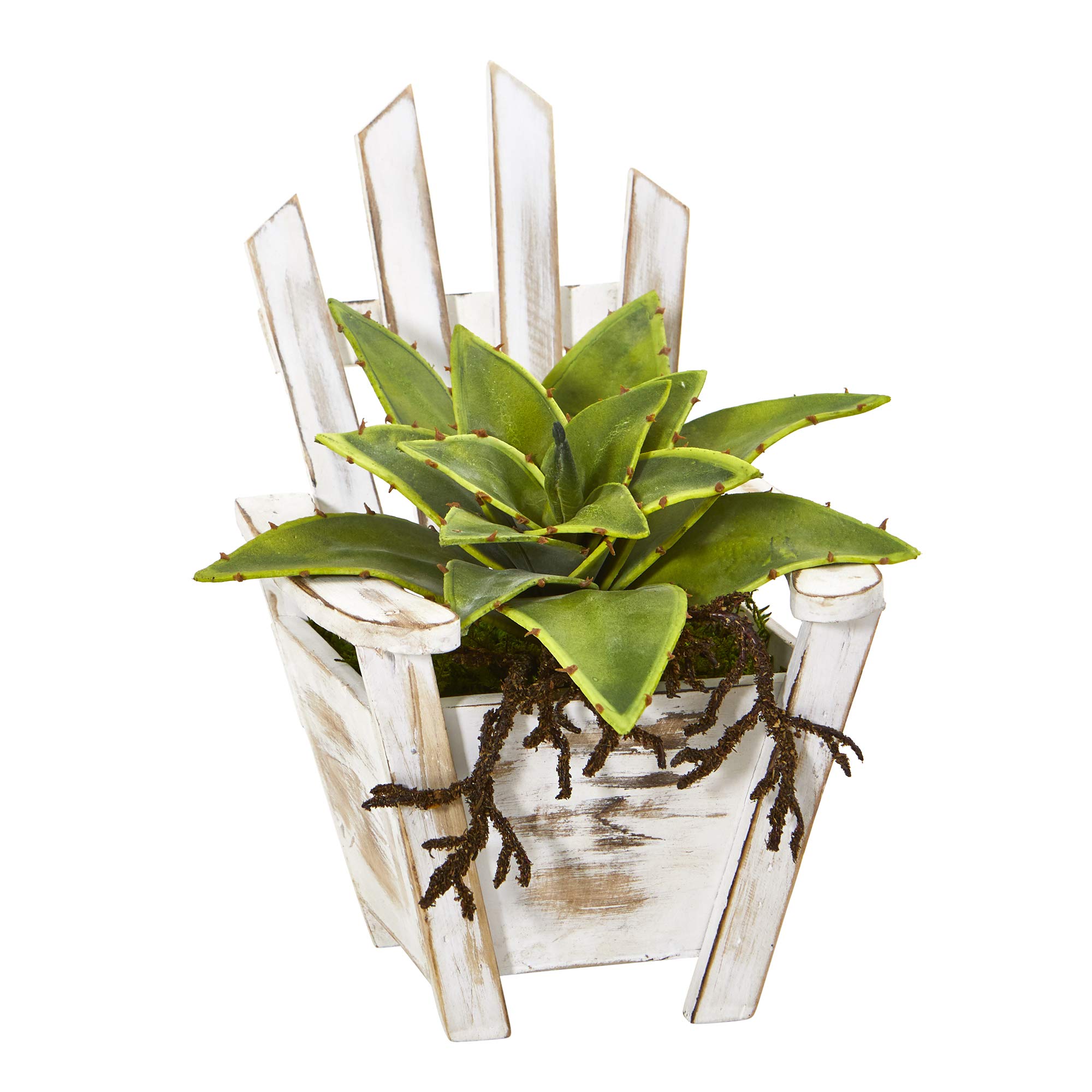 Nearly Natural 8-Inch Mini Sansevieria Artificial Silk Plant in Chair Planter - Green - Perfect for Home Office Decor, Table Centerpiece, and Indoor Greenery