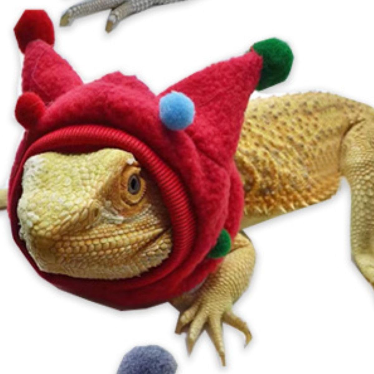 Fleece Christmas Hat for Bearded Dragons & Lizards - Cozy Reptile Costume for Hamsters & Small Pets (Grey) - Perfect for Holiday Photos & Festive Pet Parties