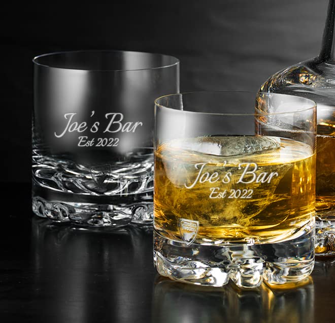 Orrefors Personalized Erik Whiskey Decanter Set with 2 Crystal Glasses - Custom Engraved 26.4oz Crystal Decanter & 12oz Rocks Glasses - Luxury Whiskey Gift Set for Men - Perfect for Anniversary, Birthday & Father's Day Gifts