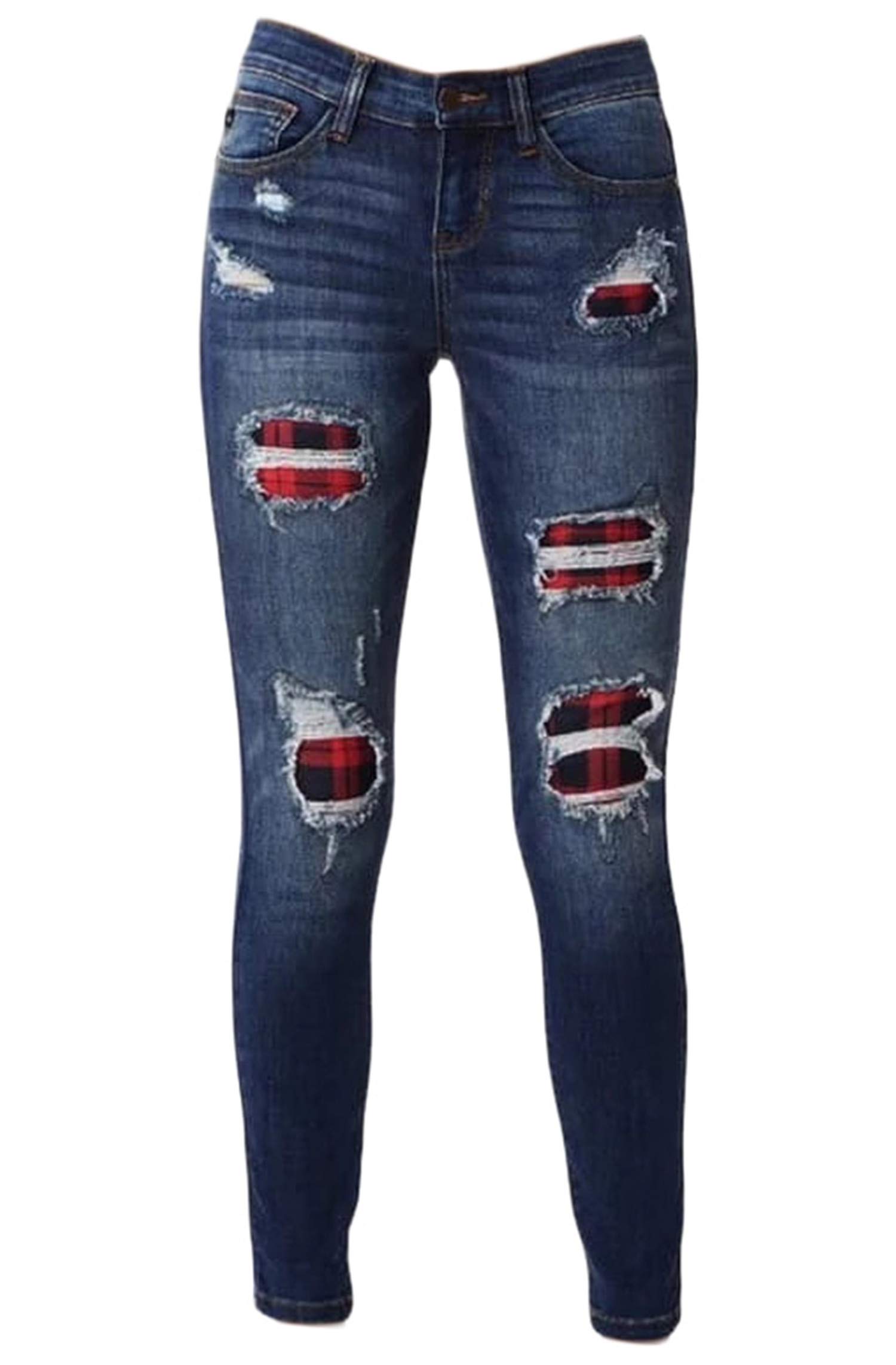 Andongnywell Women's Stretch Skinny Ripped Jeans - High Waist Distressed Denim Pants with Destroyed Hole Details for Casual Outfits & Streetwear Fashion