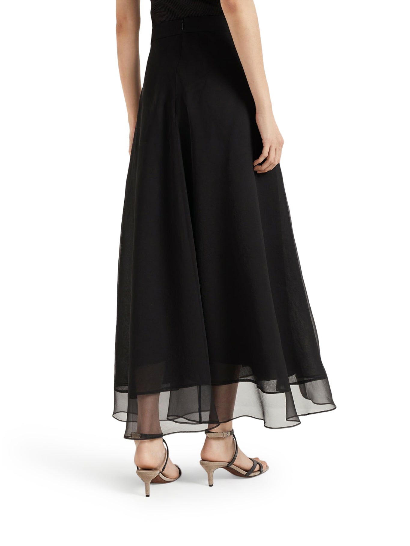 Luxury Black Silk Skirt for Women - Elegant A-Line Midi Skirt with High Waist - Perfect for Office, Party & Evening Wear