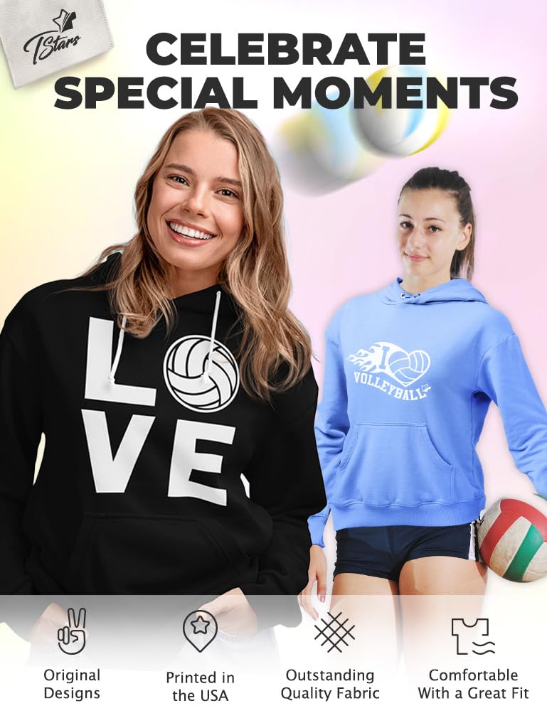 Tstars Volleyball Hoodie - Soft & Comfortable Pullover Sweatshirt for Women & Teen Girls - Perfect Gift for Volleyball Players, Fans & Team Spirit - Ideal for Games, Practice & Casual Wear