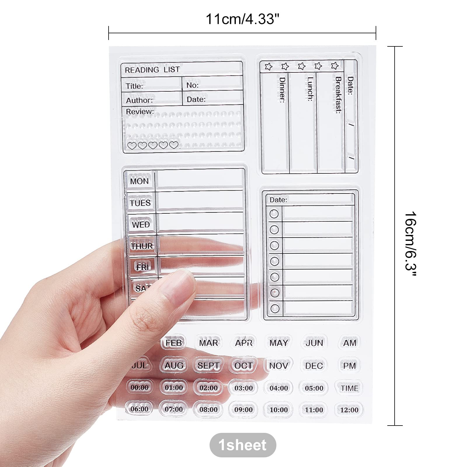 GLOBLELAND Clear Silicone Stamps Set for Calendar, Planner, Date & Time - 6.3x4.3 Inches DIY Scrapbooking, Card Making, Photo Album, Paper Craft - Perfect for Bullet Journaling, Memory Keeping & Handmade Greeting Cards