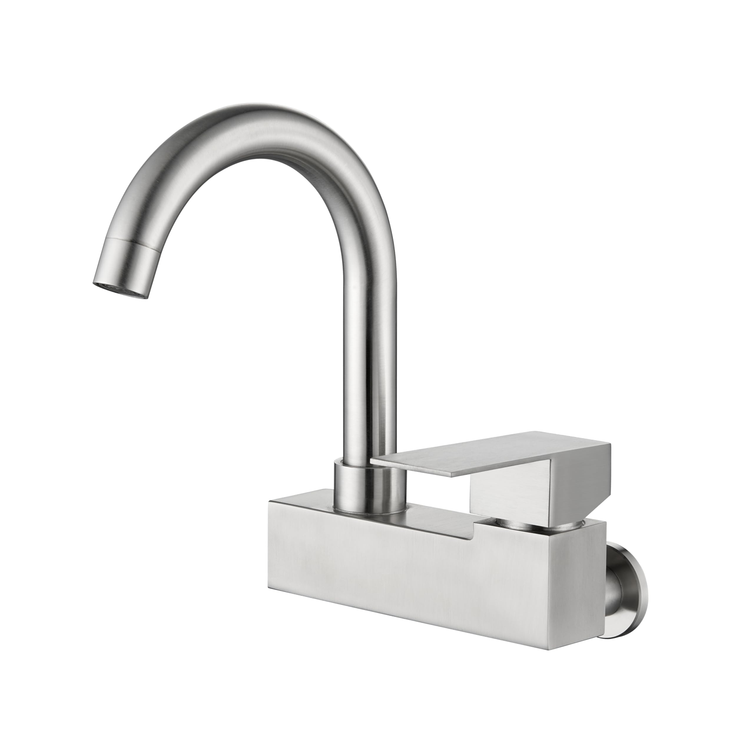 4 Inch Commercial Sink Faucet - Single Handle Wall Mount Kitchen Faucet, Brushed Nickel Mixer Tap for Laundry & Utility Sink, Lead-Free, Durable for Restaurant, Bar & Home Use
