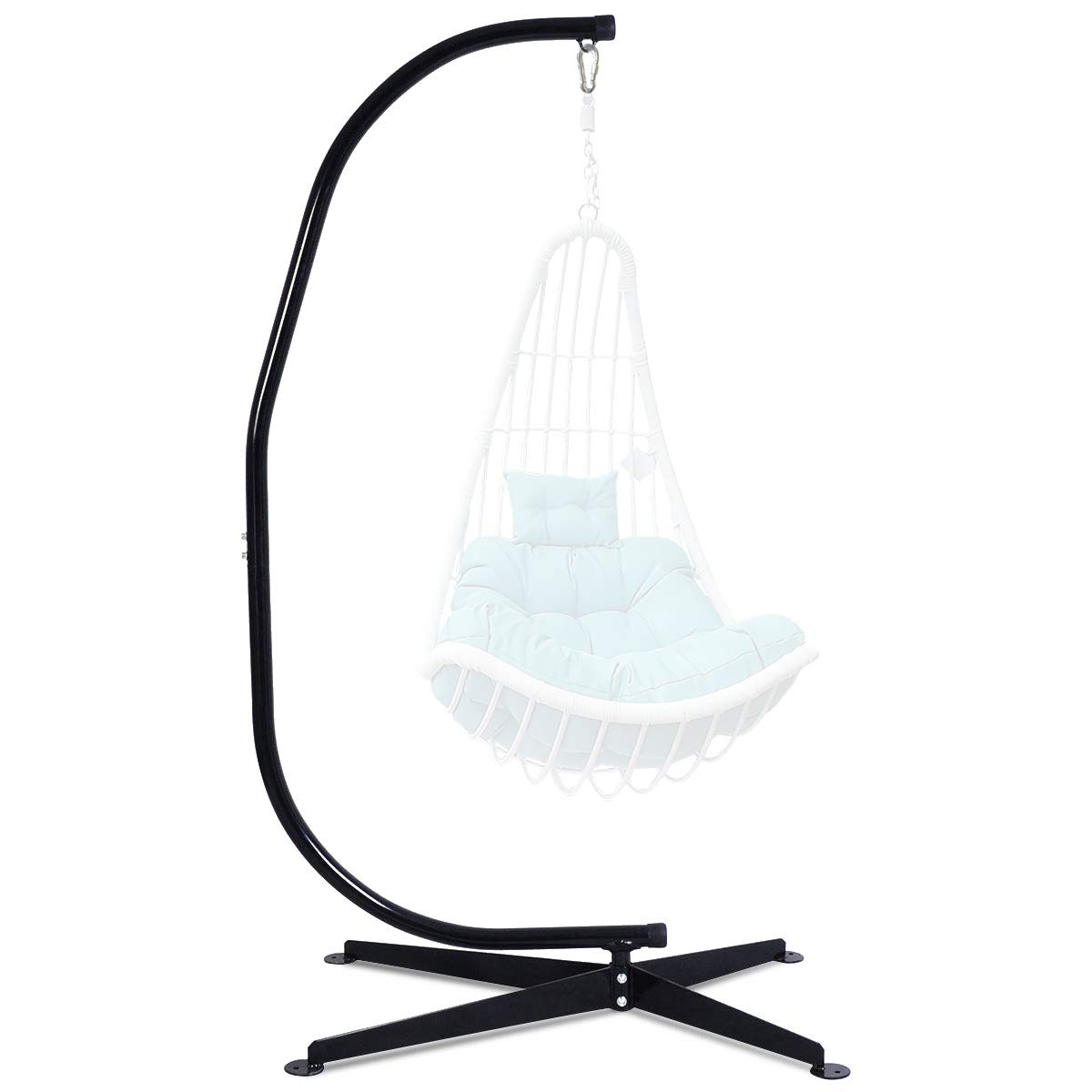 SAFSTAR Heavy-Duty Steel Hammock Chair Stand Only - 330 LB Capacity Indoor/Outdoor Hanging Swing Stand for Porch, Patio, Backyard & Garden - Perfect for Relaxation, Reading & Lounging (Black)