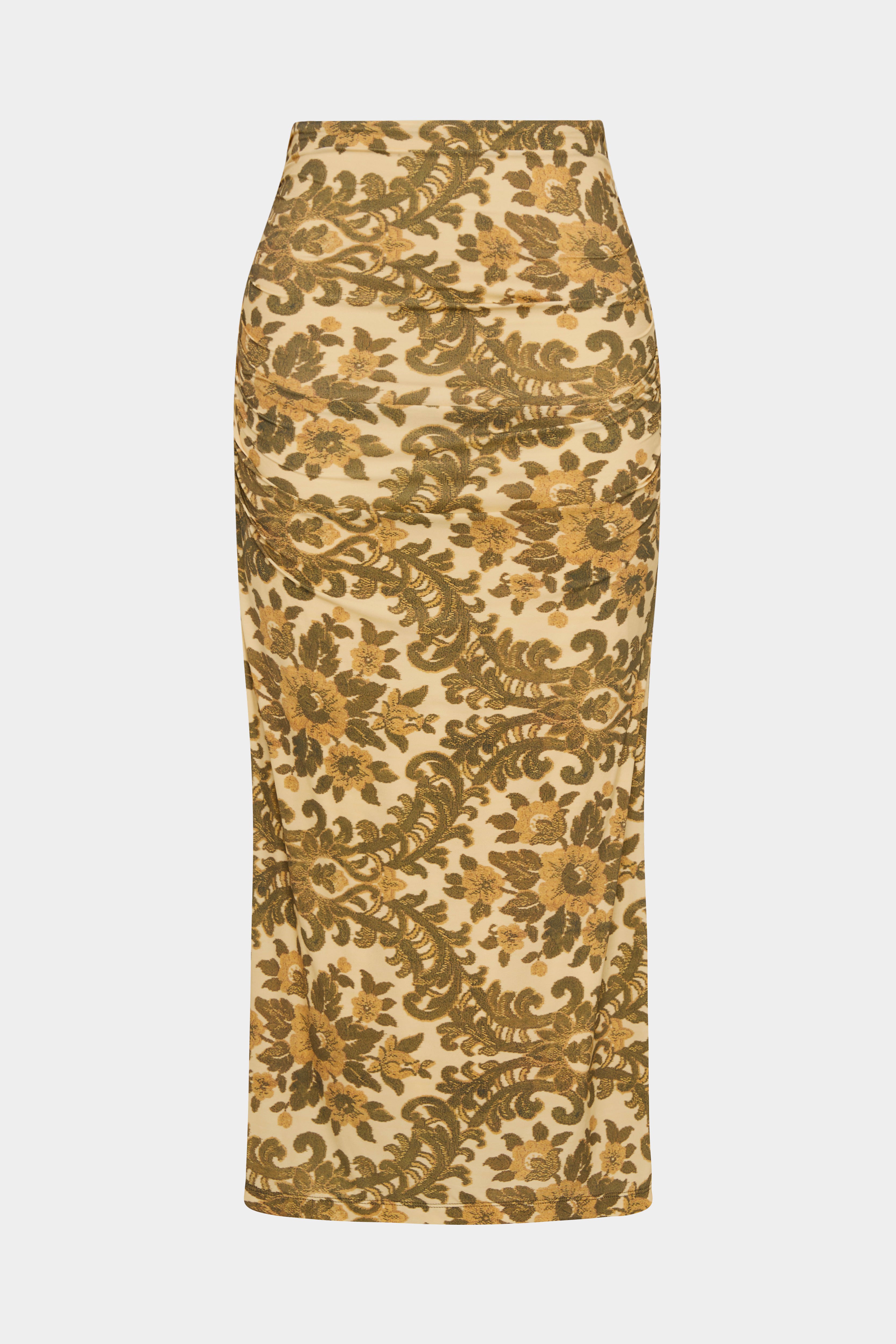 Aventine Ruched Skirt for Women - Elegant Stretch Midi Skirt with Side Slit, Perfect for Office, Date Night & Special Occasions