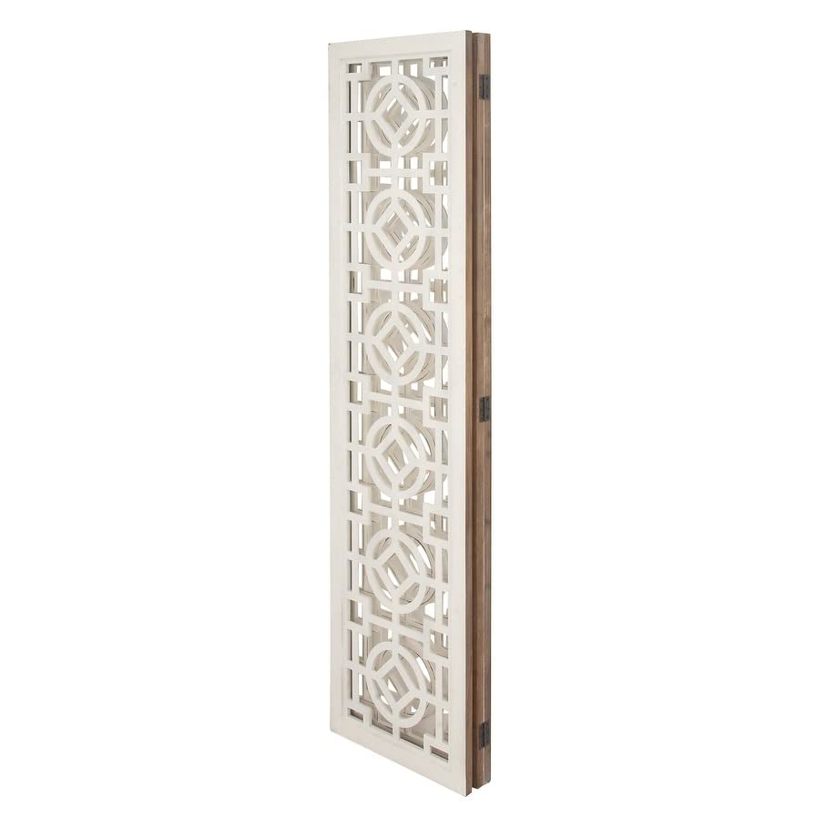 White Wood Farmhouse Room Divider Screen 72