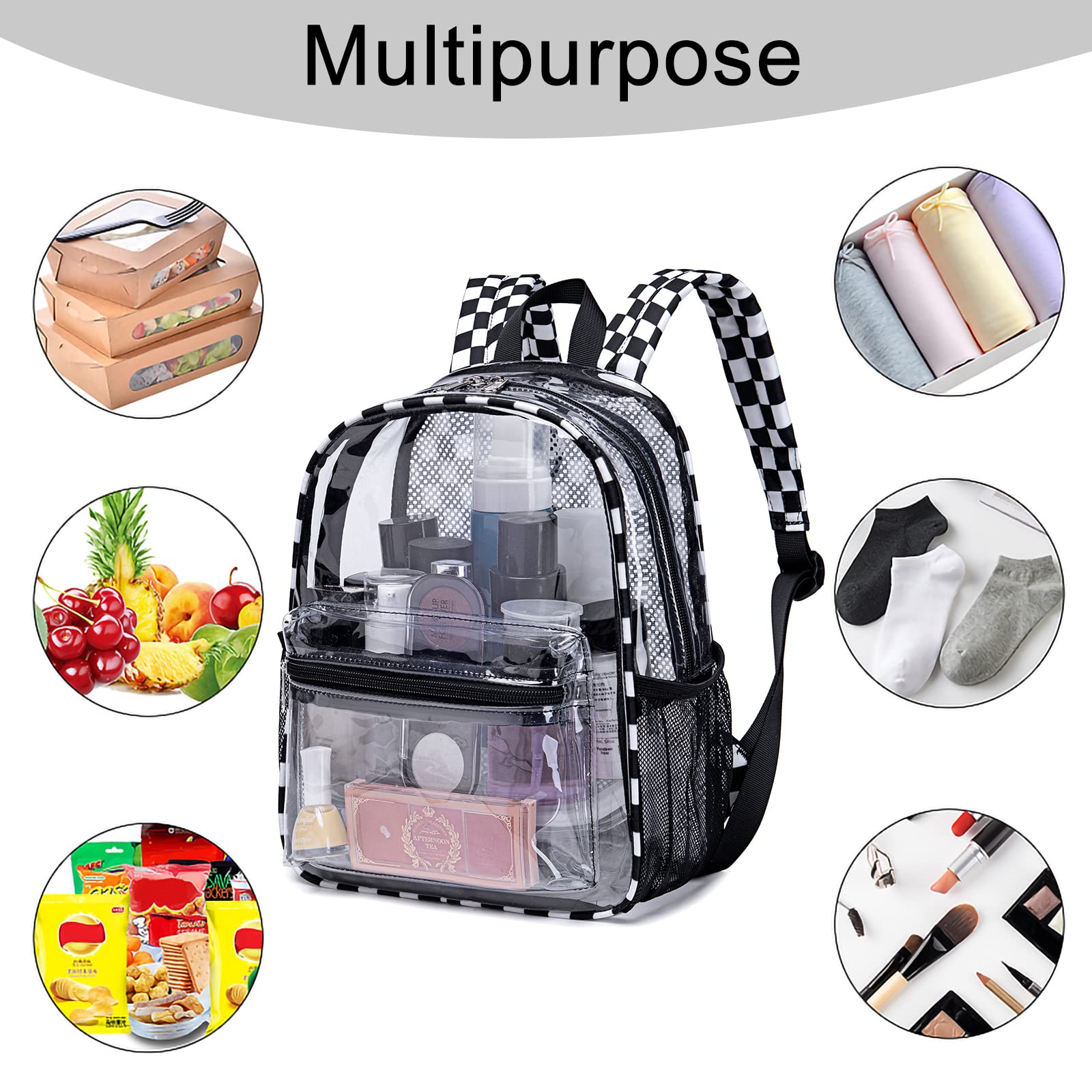Clear Mini Backpack 12x12x6 - Small Transparent Stadium Bag for Concerts, Festivals & Travel | See-Through Plastic Security Purse for Work & Events | Perfect for Stadium Security Checks, Music Festivals & Airport Travel