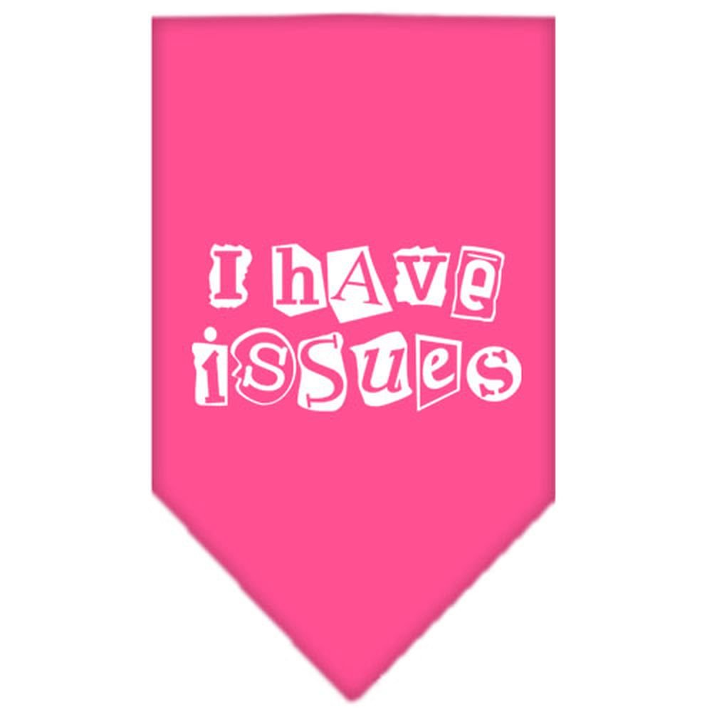 Funny Pet Bandana for Dogs - 'I Have Issues' Screen Printed Design in Bright Pink, Large Size - Perfect for Playdates, Walks & Pet Costume Parties