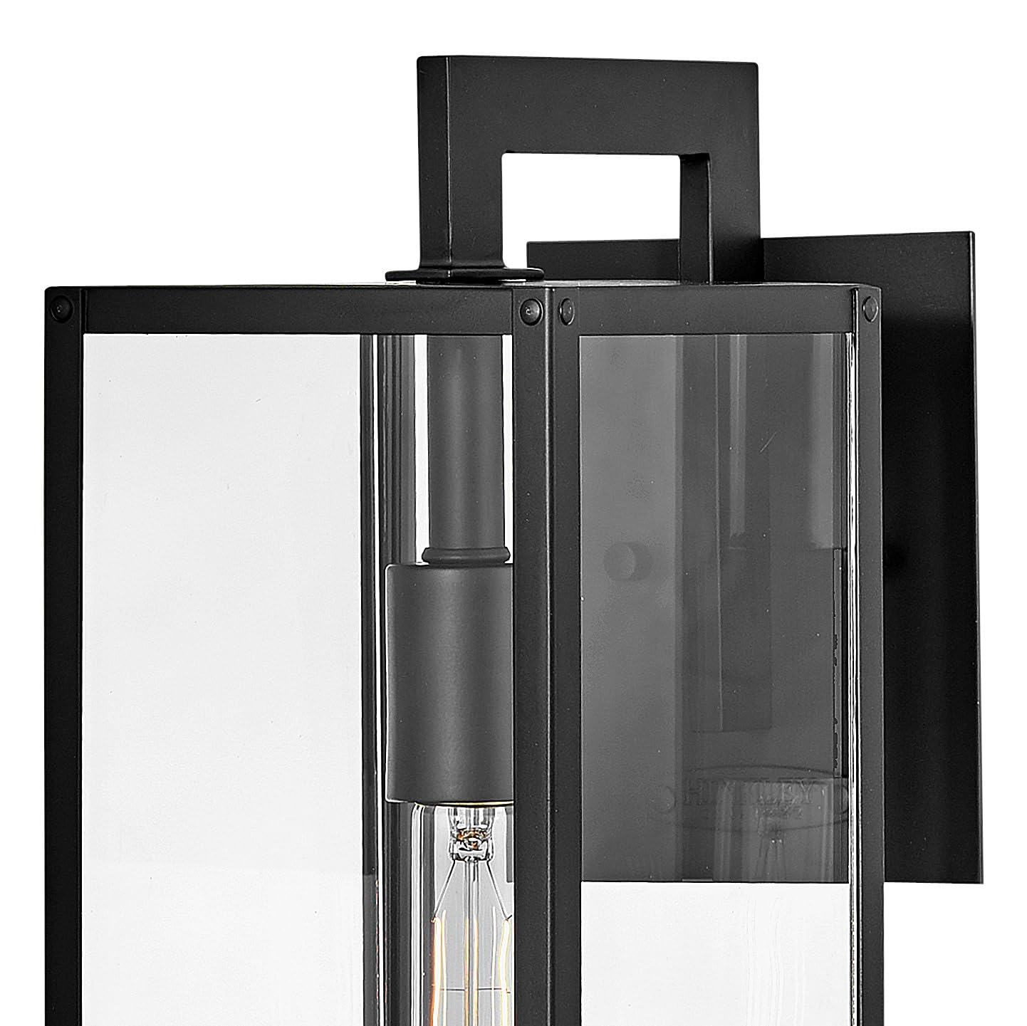Hinkley Max 2590BK Small Outdoor Wall Mount Lantern - Hand-Welded Aluminum Frame, Clear Glass Panels, Contemporary Industrial Style Black - Perfect for Porch, Patio, and Entryway Lighting