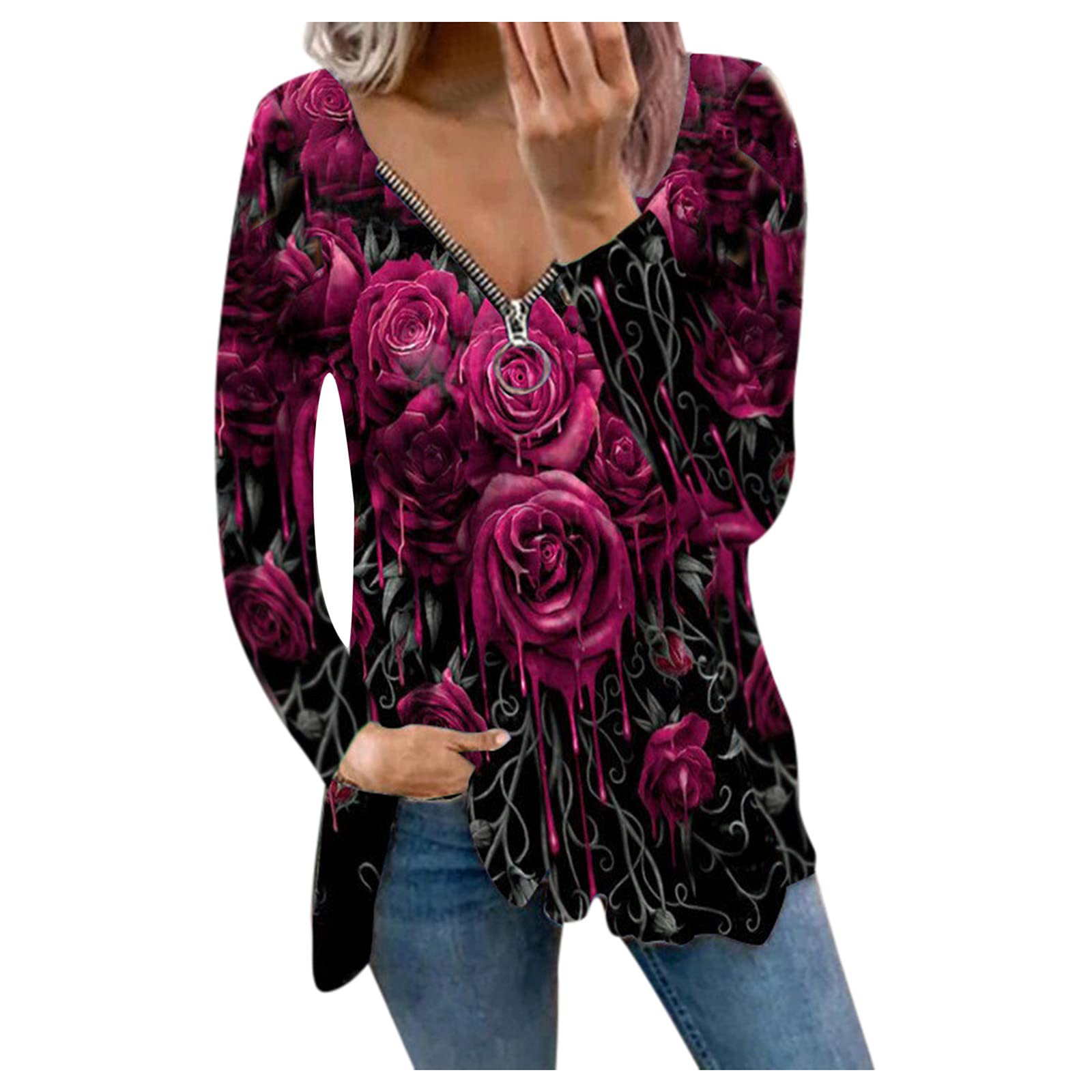 Trendy Women's Long Sleeve Crewneck Sweatshirt - Loose Fit Casual Tunic Top for Leggings | Comfortable Fall & Winter Layering Piece for Everyday Wear