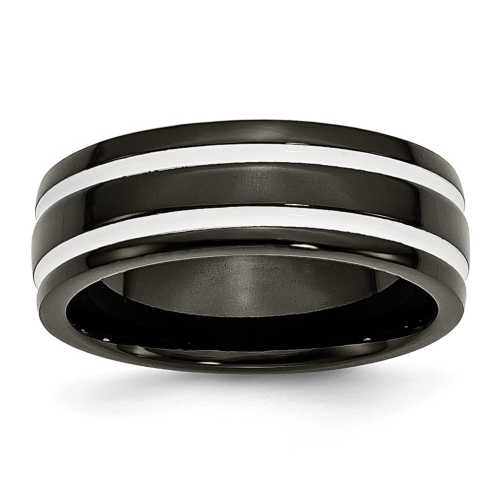 ICE CARATS 8mm Titanium Black Wedding Band Ring for Women - Durable & Hypoallergenic Fashion Jewelry Gift for Her - Perfect for Engagement, Anniversary & Everyday Wear