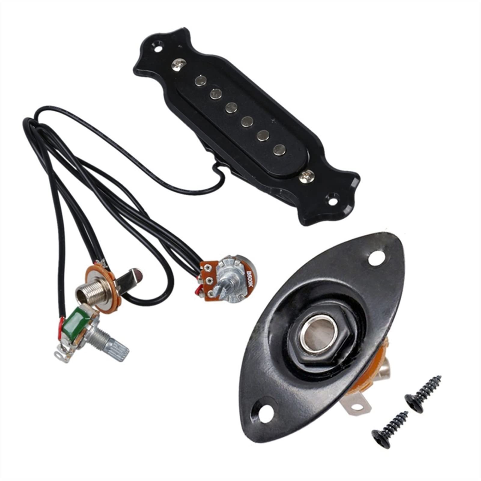 Acoustic Guitar Pickup - Magnetic Black Oval Indented Pickup with Interface Plate for Enhanced Sound | Perfect for Live Performances & Studio Recording