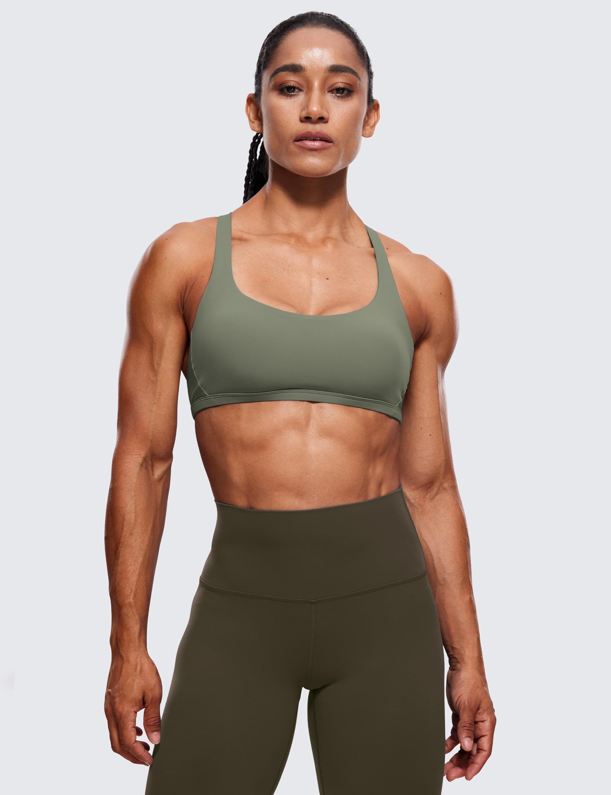 CRZ YOGA Women's Sports Bra with Pockets - Removable Cross Back Support for Yoga, Running & Gym Workouts - Comfortable & Breathable Activewear for Fitness Enthusiasts