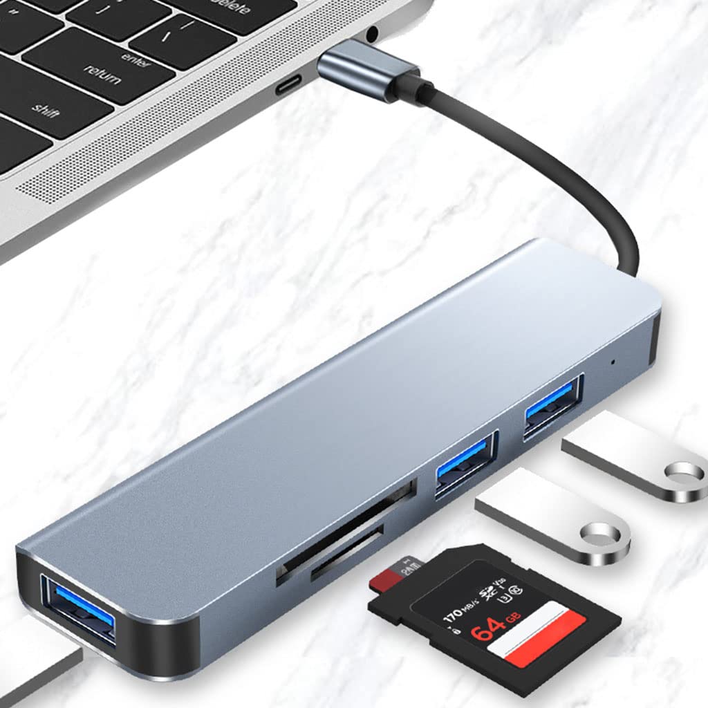 SANRLO 5-Port USB 3.0 Hub with SD/TF Card Reader - High-Speed USB Splitter for Laptop & PC - Fast Data Transfer USB Port Expander - Perfect for Office, Home & Travel Use
