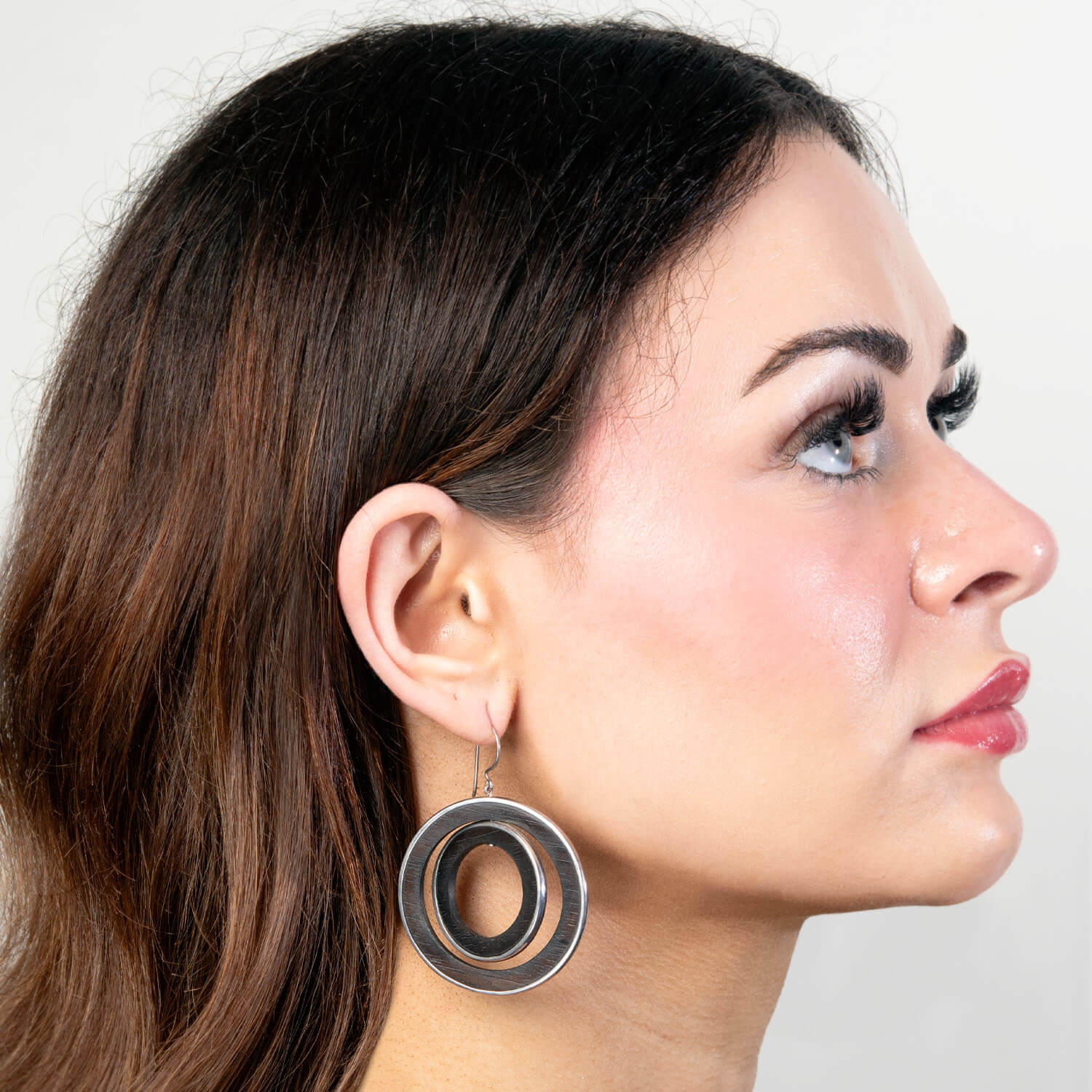 Vintage Sterling Silver & Wood Double Hoop Earrings for Women - Handmade Boho Chic Jewelry - Perfect for Parties, Weddings & Everyday Wear