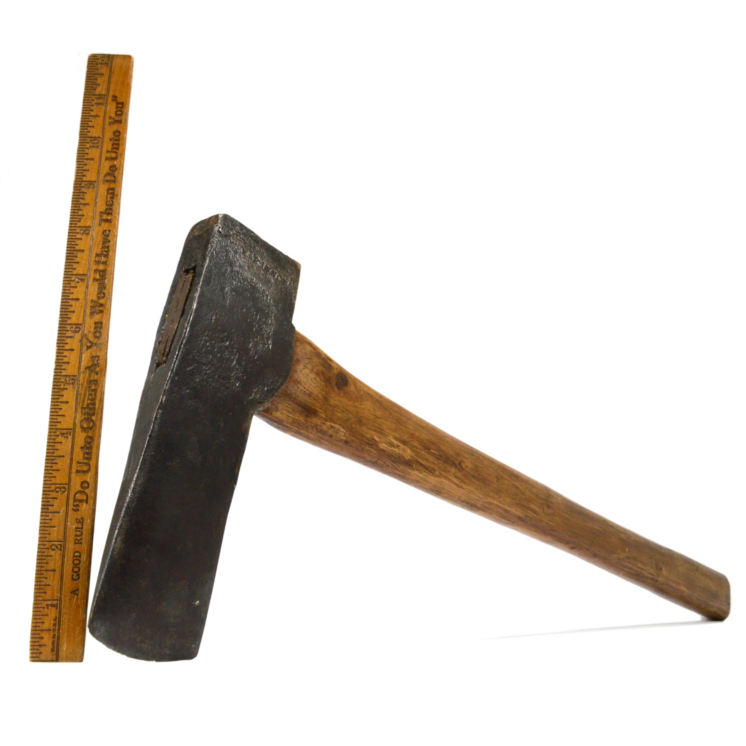 Antique W. McKinnon Mortising Post Axe with Great Hardwood Handle - Pre-1873 Vintage Tool for Woodworking, Timber Framing & Historical Reenactments
