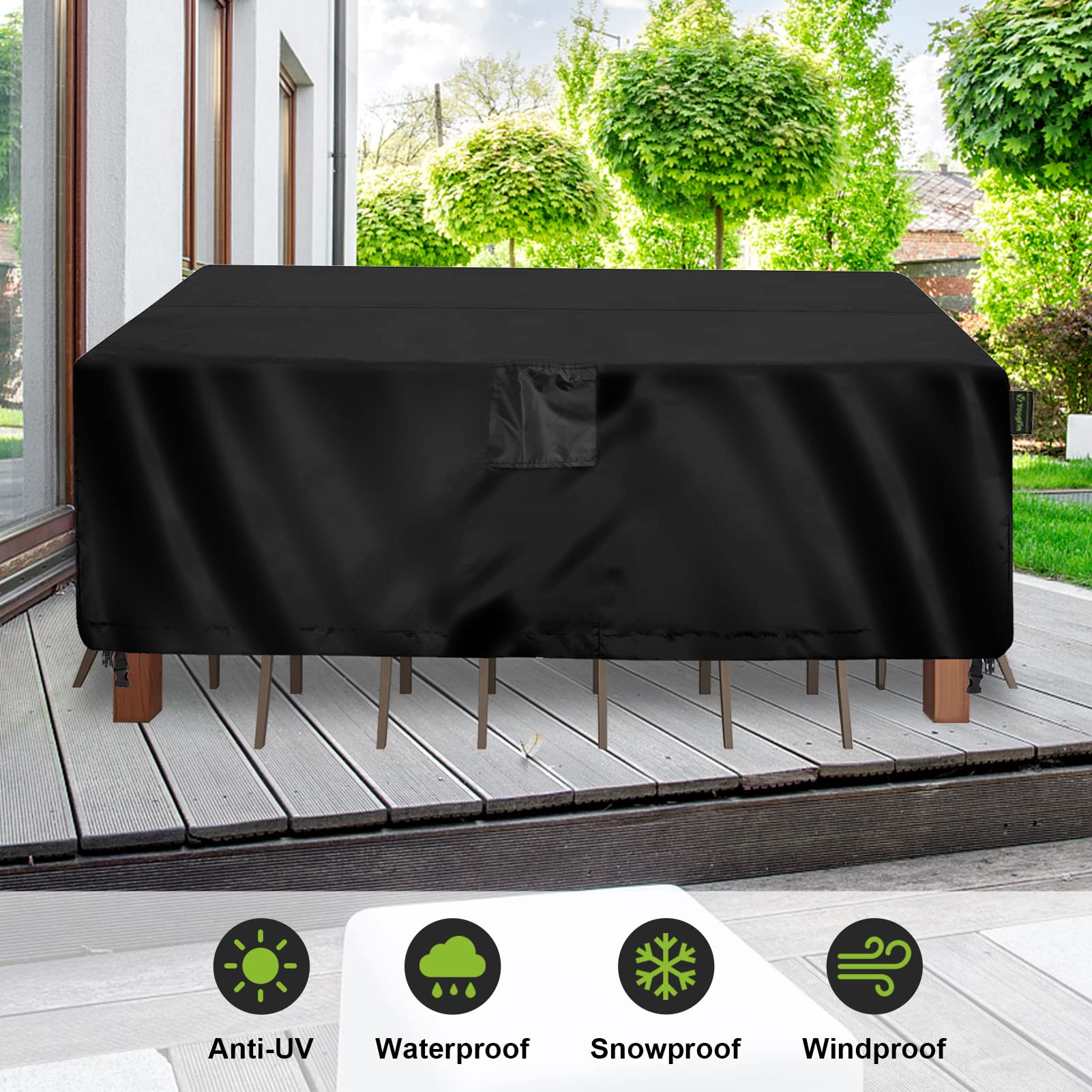 Yougfin Waterproof Patio Furniture Covers 420D - Outdoor Sectional Sofa Couch Set Cover, Rectangle Table & Chairs Protector (90
