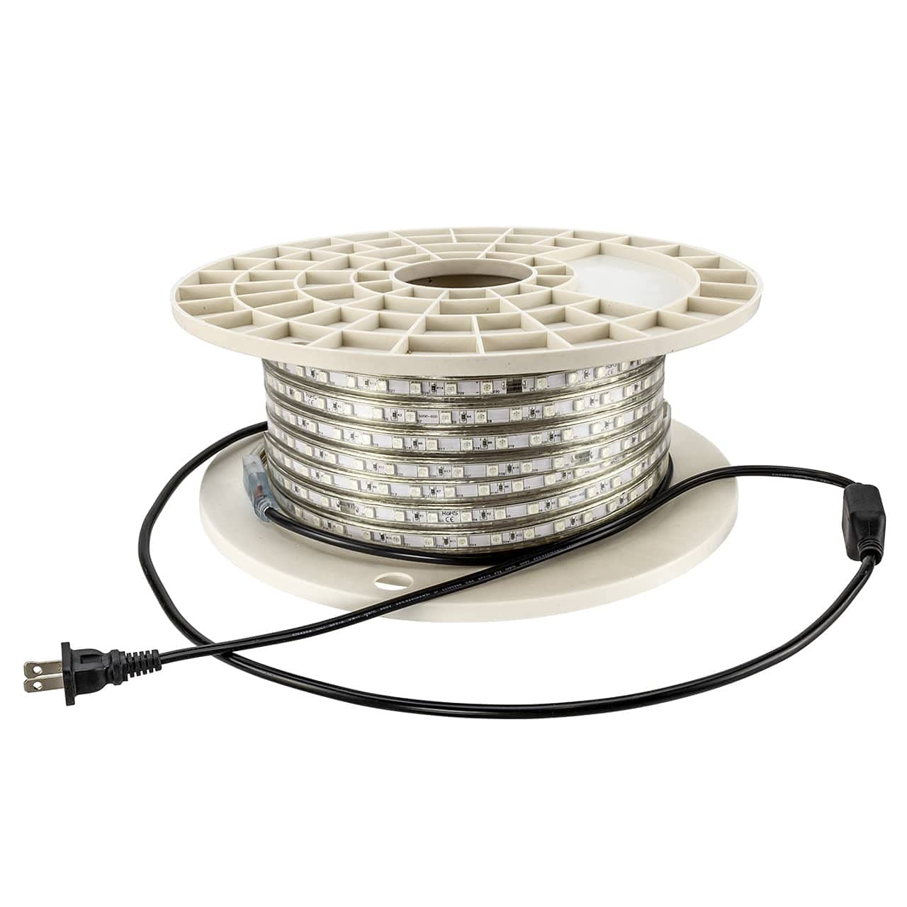 Green LED Strip Light 120V High Output SMD 5050 - 65ft Flexible RGB Tape Lights for Home Decoration, Bedroom, Kitchen, and Party Lighting