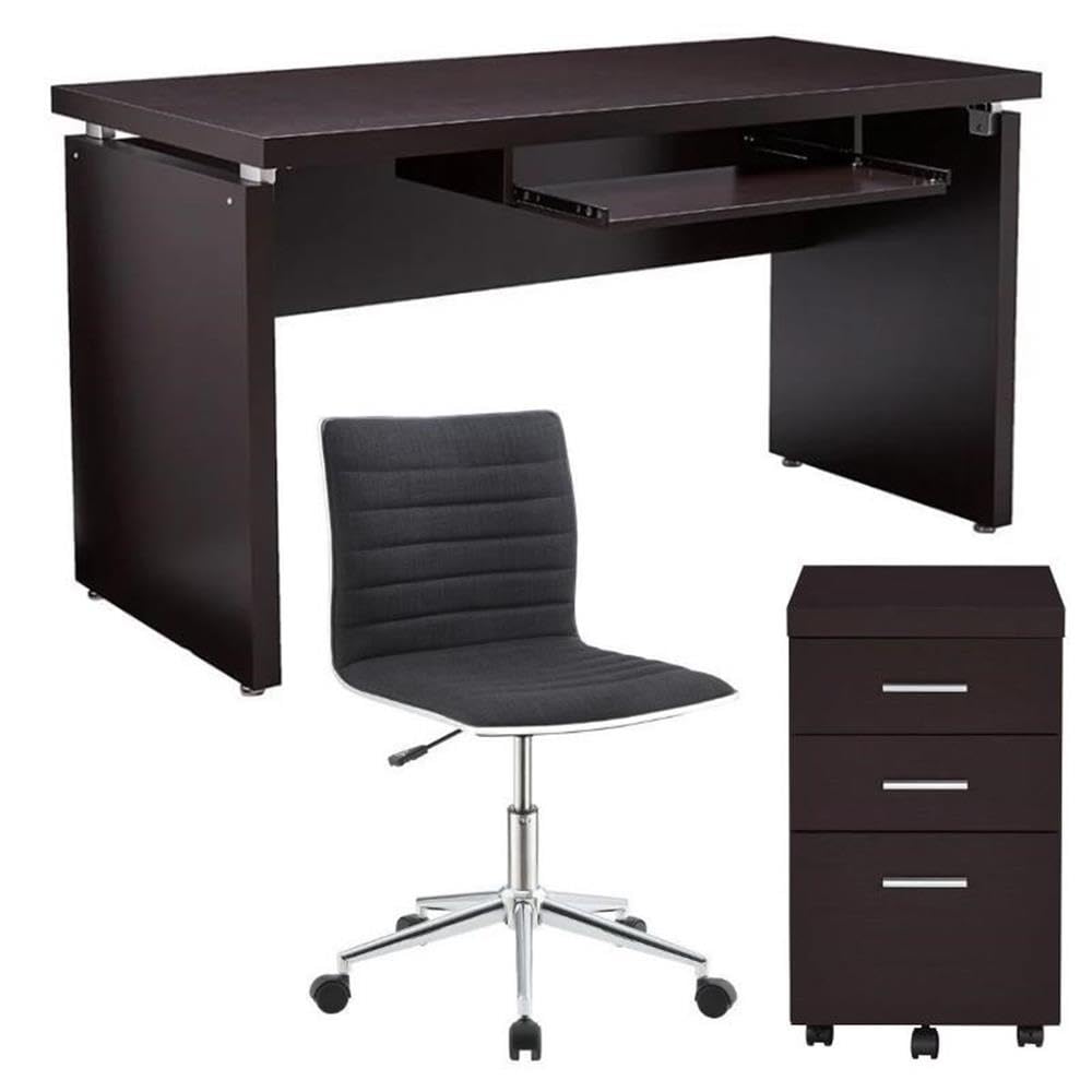 Home Square 3-Piece Office Furniture Set - Writing Desk, Mobile File Cabinet & Ergonomic Office Chair | Perfect for Home Office, Small Business & Study Room Workspace