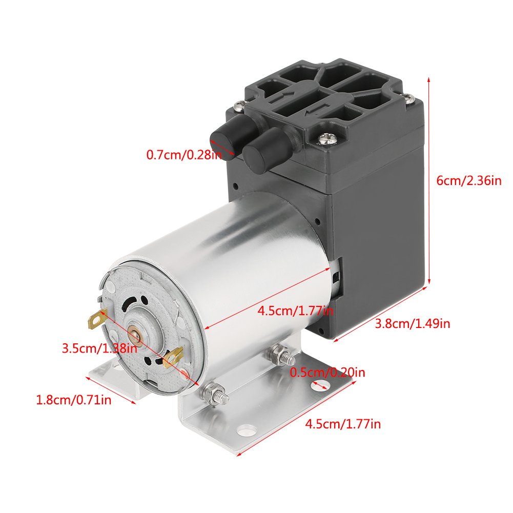 Walfront 12V Mini Vacuum Pump - 120kPa Diaphragm Air Compressor, 5L/min Flow Rate with Holder | Perfect for Gas Analysis, Laboratory Sampling & Medical Device Applications