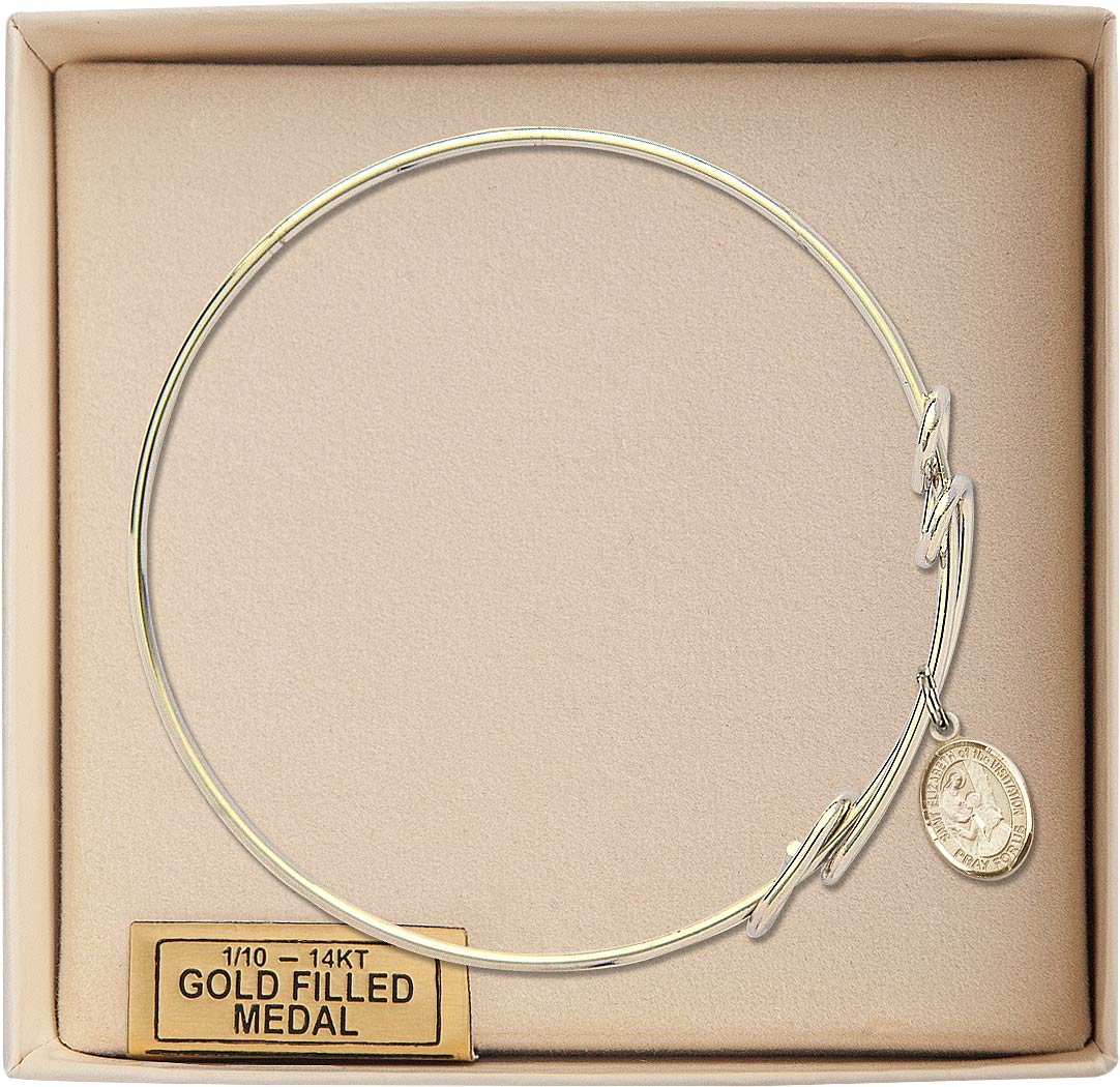 Gold-Filled St. Elizabeth of The Visitation Double Loop Bangle Bracelet - Elegant Religious Jewelry for Women, Perfect for Church, Weddings & Daily Wear