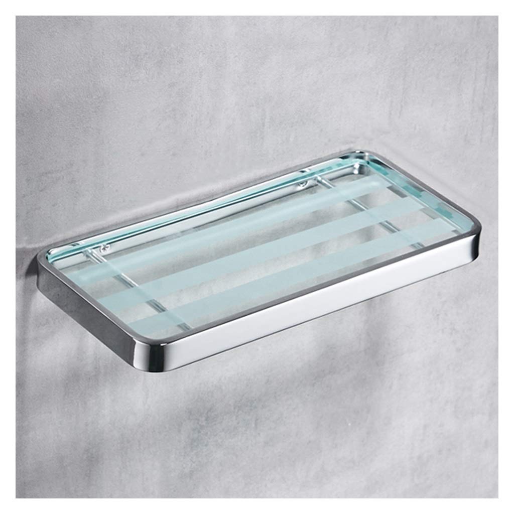 Floating Glass Shelves for Shower & Bathroom - Single Layer Storage Rack, Easy to Clean, Kitchen Spice Organizer (Silver, 25cm) - Perfect for Small Space Organization in Bathrooms, Kitchens & Living Rooms
