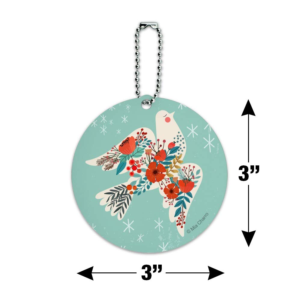 Christmas Peace Dove Round Luggage ID Tag - Personalized Suitcase & Carry-On Baggage Identifier for Travel - Perfect for Holiday Trips & Gifts