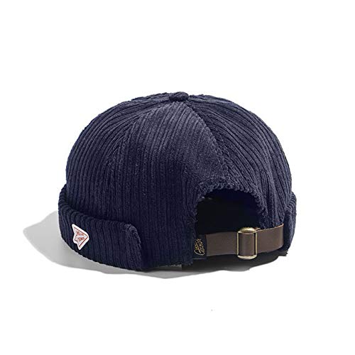 Men's Docker Cap - Retro Adjustable Beanie Sailor Hat for Workers & Outdoor Activities | Rolled Cuff Brimless Design for Winter & Casual Wear