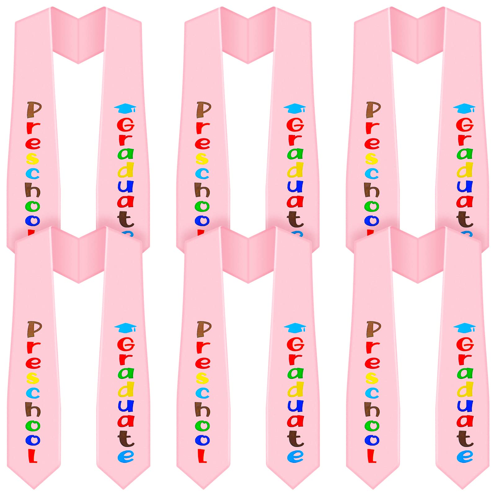 6 Pcs Preschool Graduation Stoles - Unisex Kids Sash for Kindergarten Ceremony