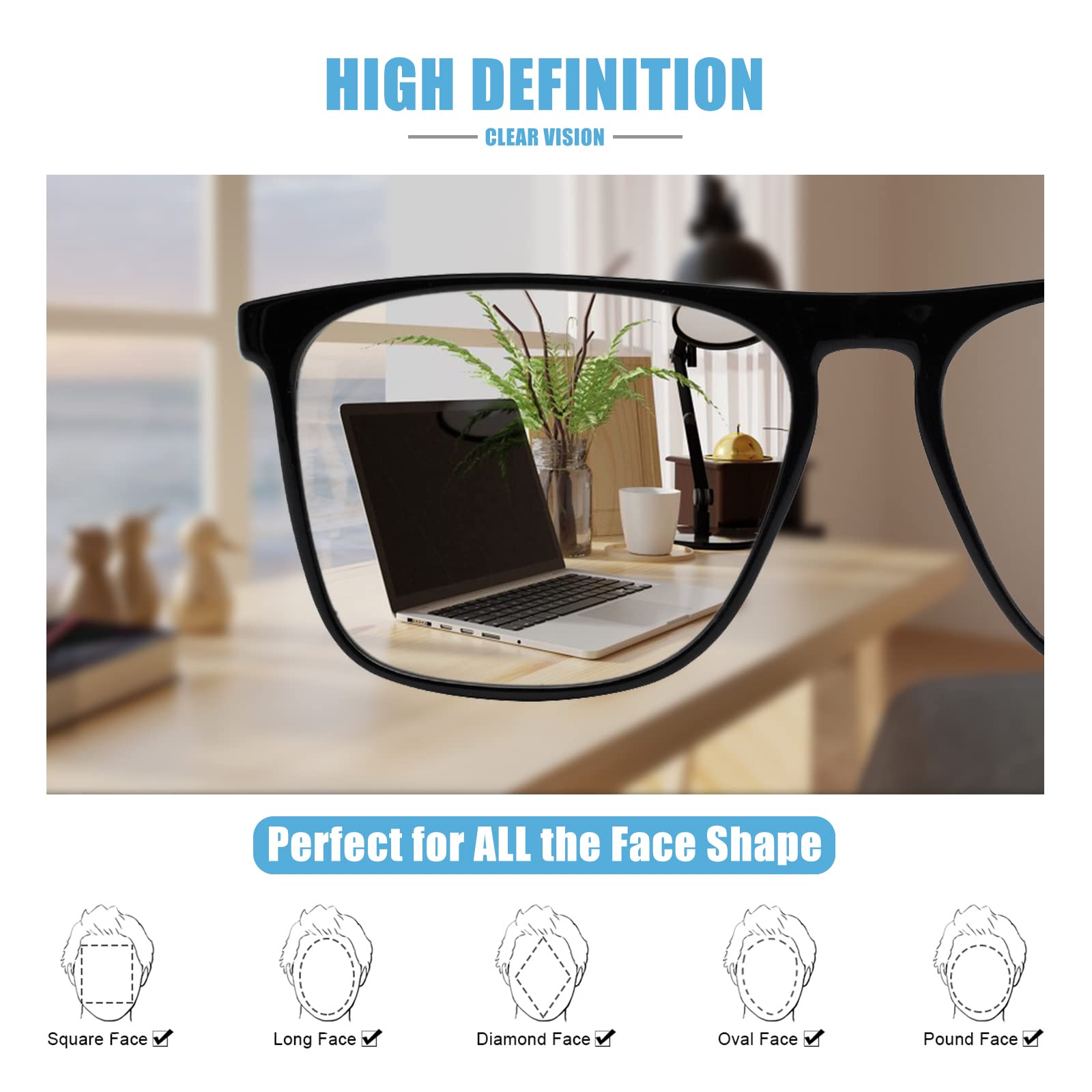 Blue Light Blocking Glasses for Men & Women - Anti Eyestrain Computer Glasses with UV Protection - Perfect for Gaming, Office Work & Screen Time