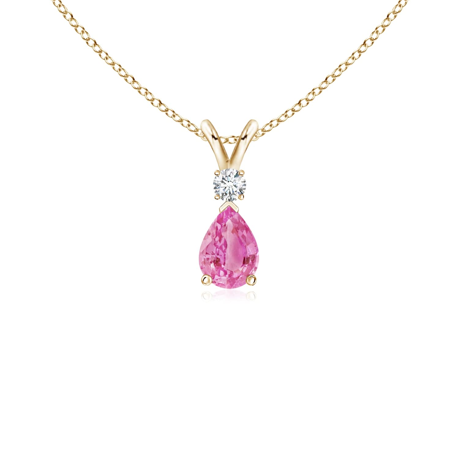 Angara 0.45 Carat AA Pink Sapphire & Diamond Teardrop Pendant Necklace | Elegant Jewelry Gift for Women | Perfect for Weddings, Anniversaries & Special Occasions