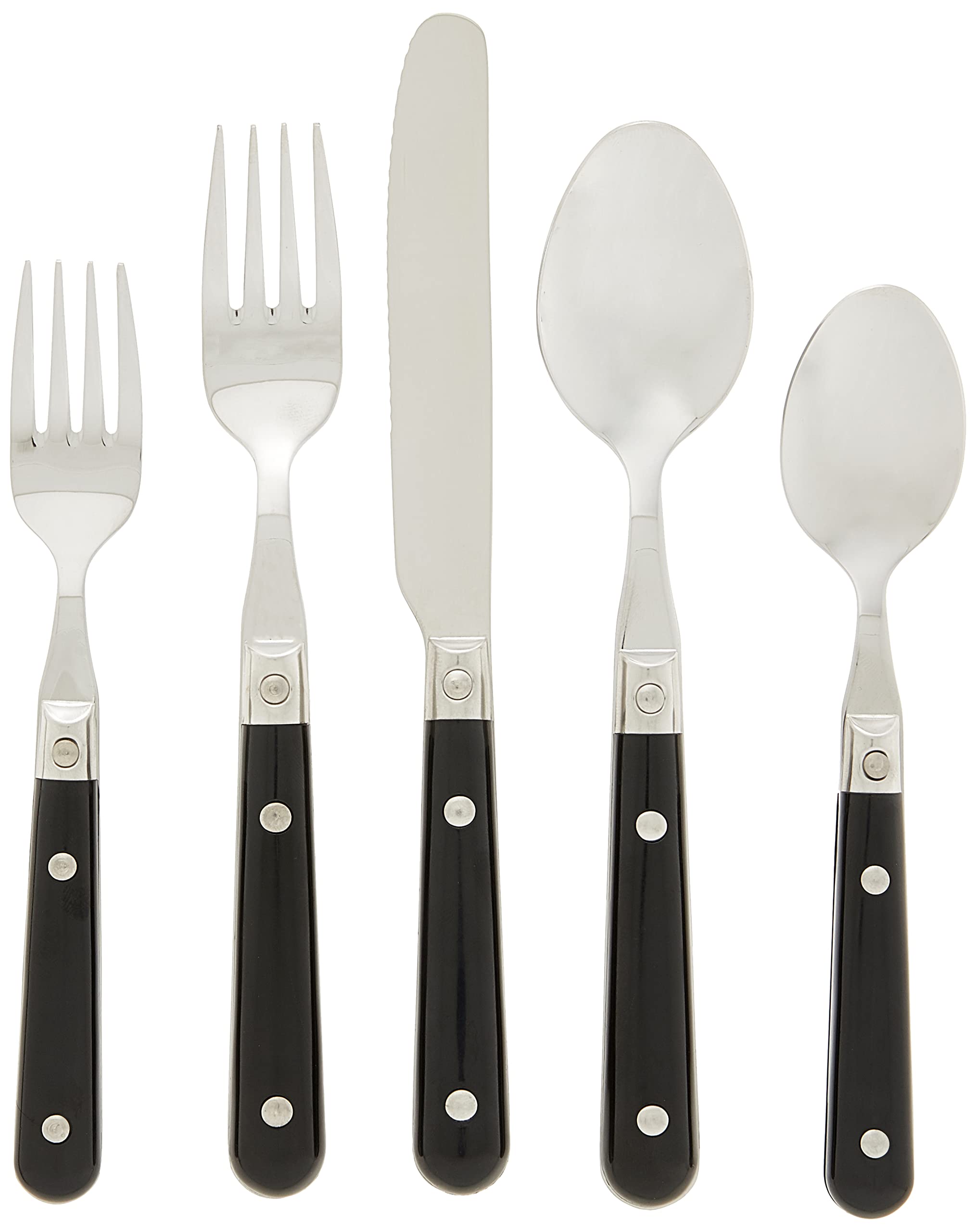 Premium 30-Piece Stainless Steel Flatware Set - Dishwasher Safe, Service for 6, Elegant Black Cutlery Set (Model 22707) - Perfect for Dinner Parties, Restaurants & Everyday Dining
