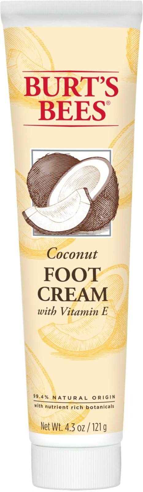 Burt's Bees Coconut Oil Foot Cream - Moisturizing & Healing for Dry Cracked Feet - 4.3 Oz - Perfect for Pedicures, Night Treatment & Winter Foot Care